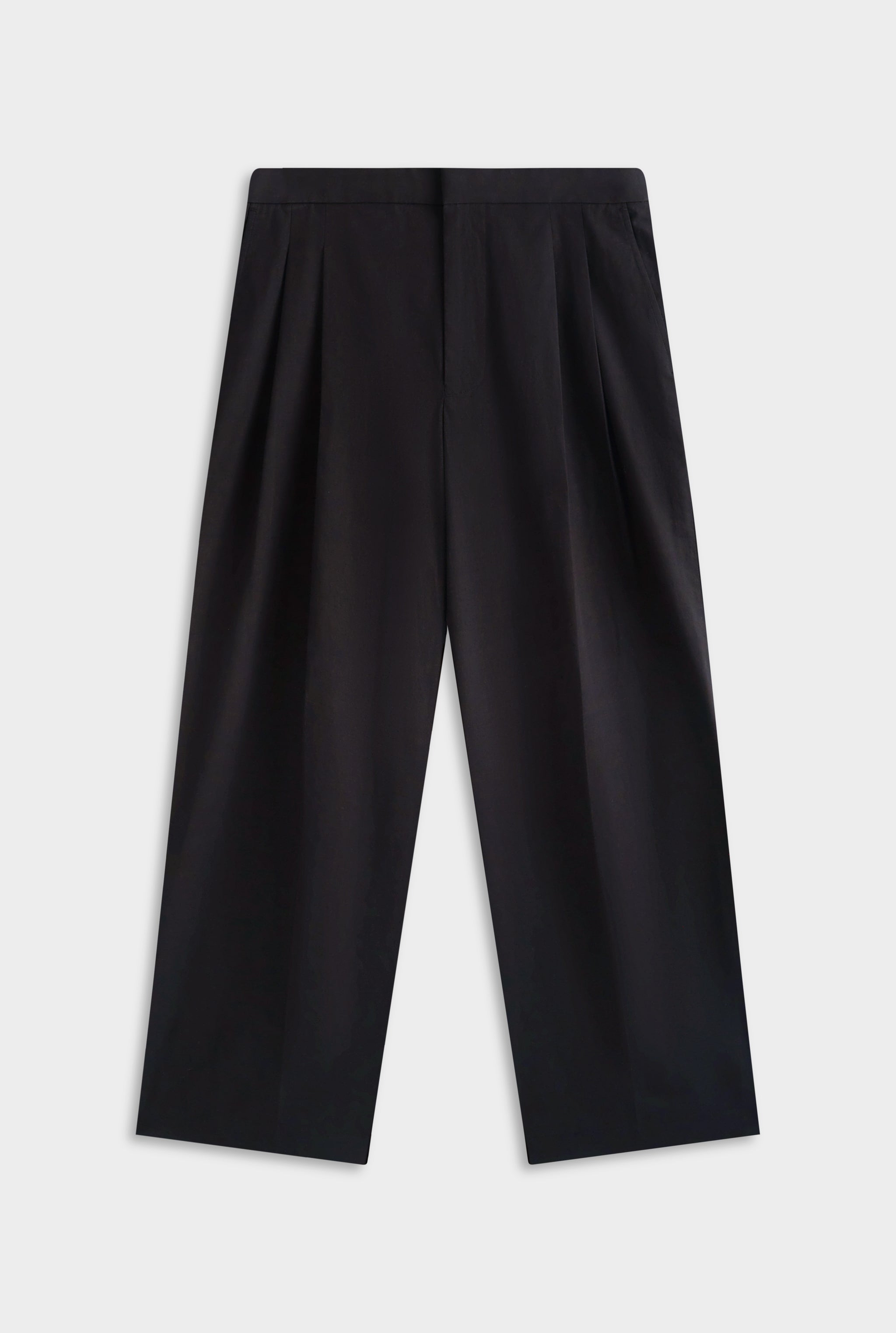 Pleated Poplin Trouser - Black