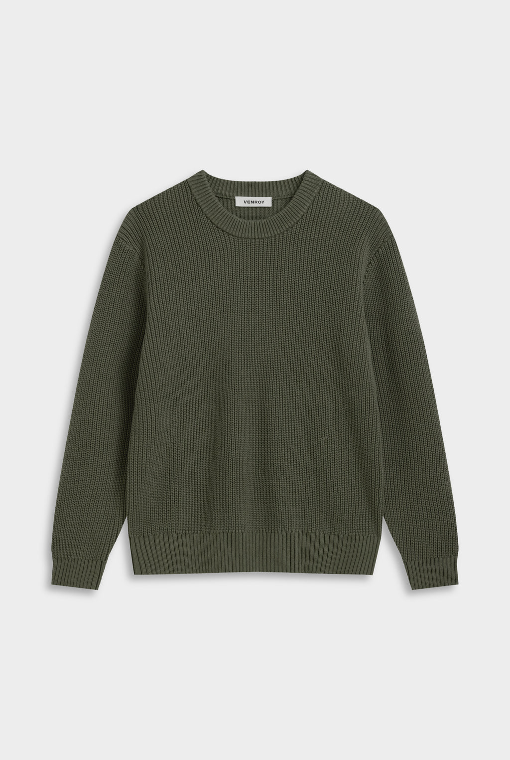 Relaxed Cotton Knit Sweater - Smokey Olive