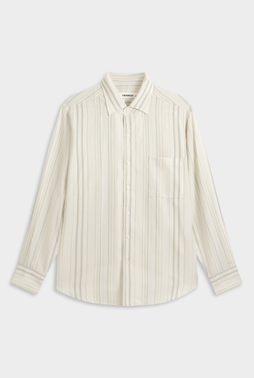 Relaxed Stripe Shirt - Off White/Blue/Taupe Stripe