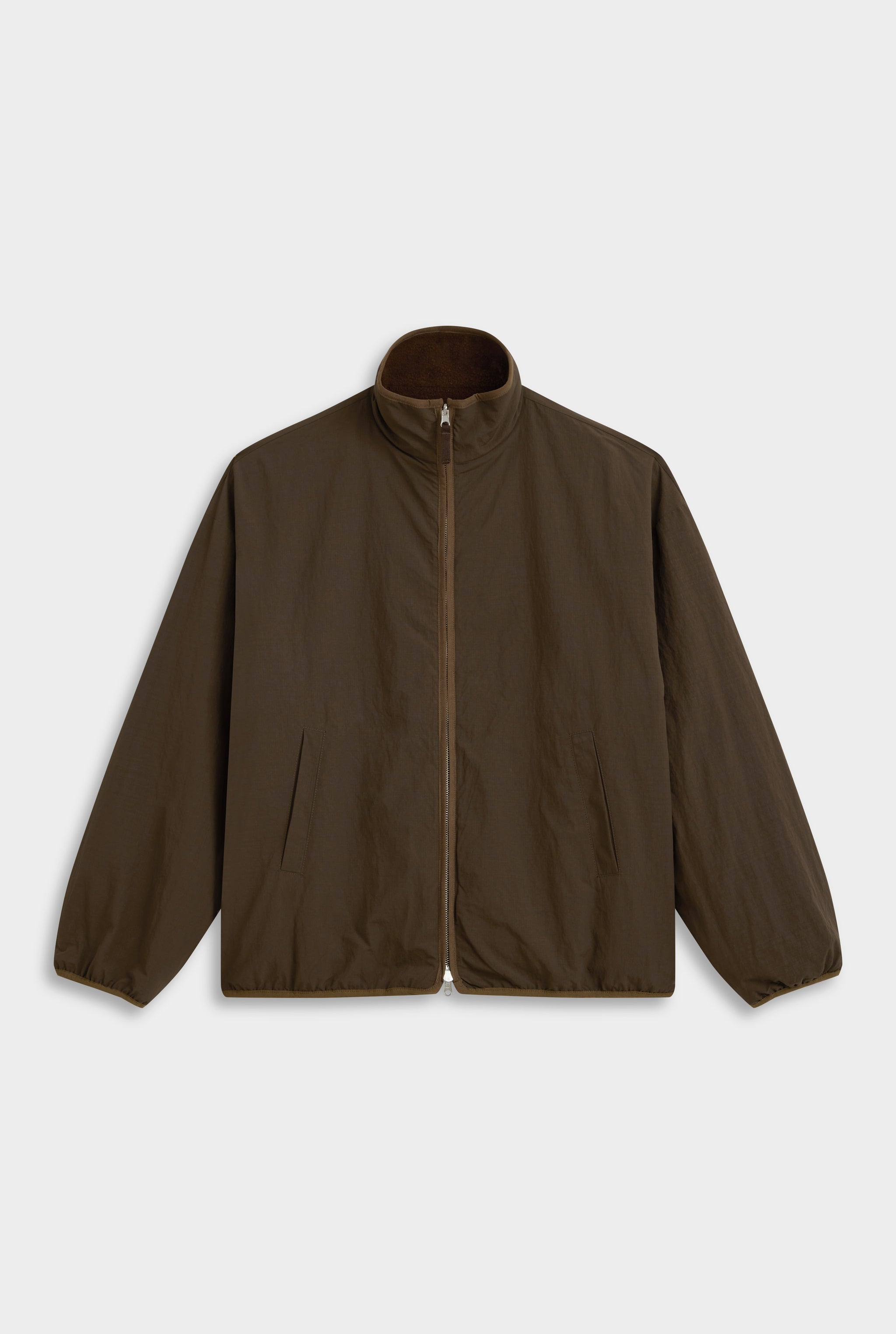 Reversible Fleece Zip Through Jacket - Brown