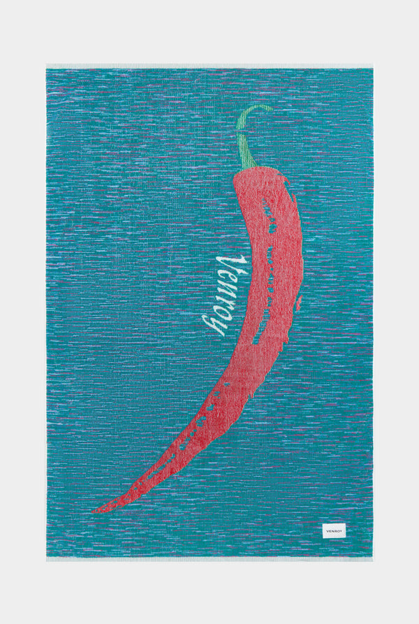 Chilli Jacquard Towel - Ocean Blue/Chilli