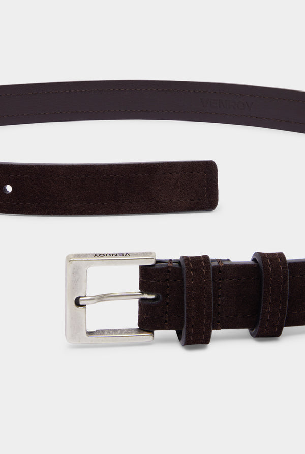Classic Suede Belt - Brown Suede