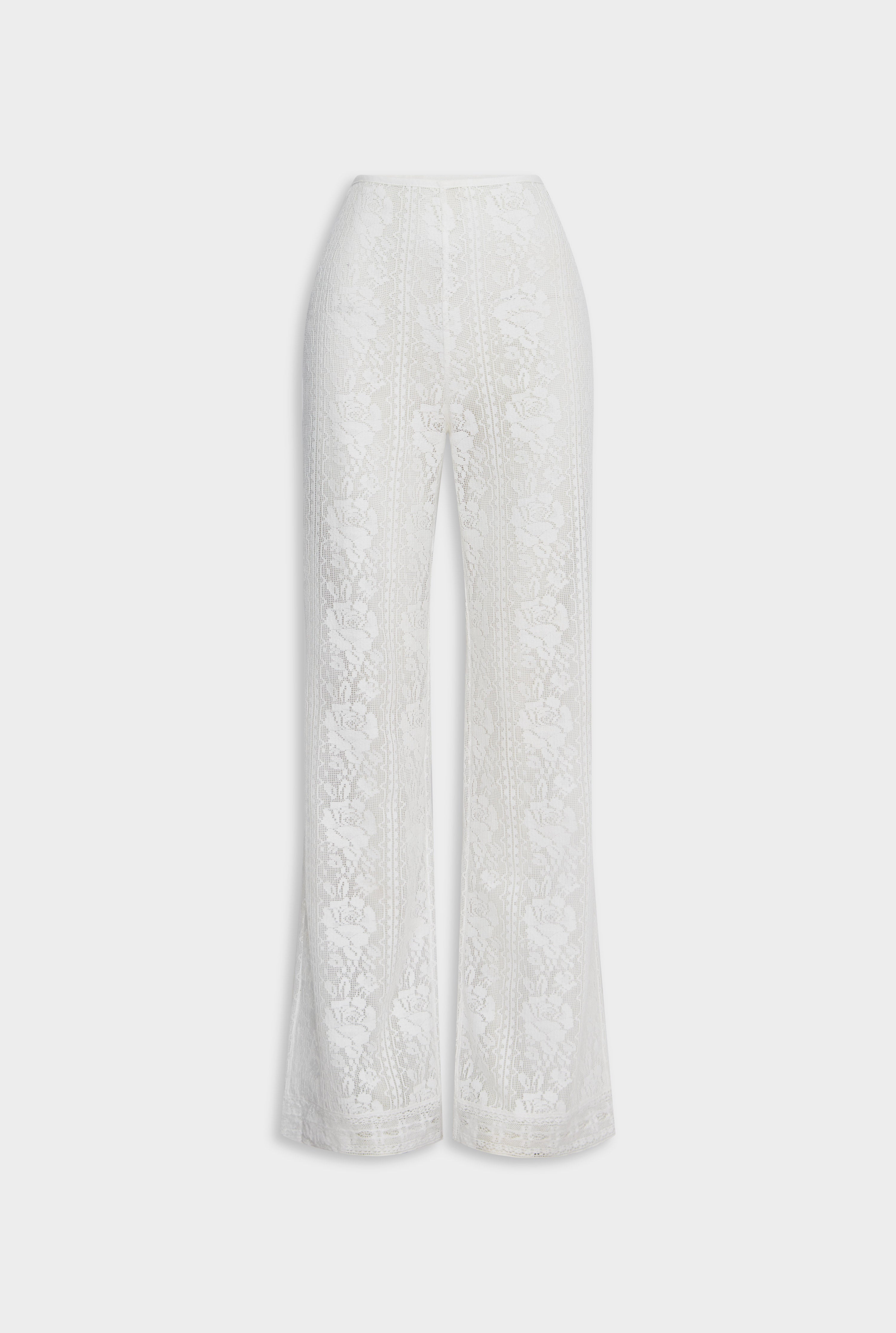 Womens Cotton Lace Pant Off White | Venroy – VENROY