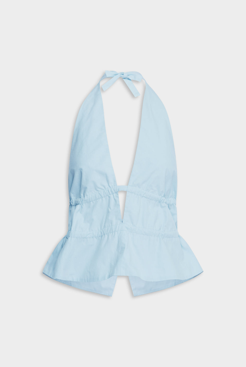 Cotton Poplin Halter Top - Pale Blue