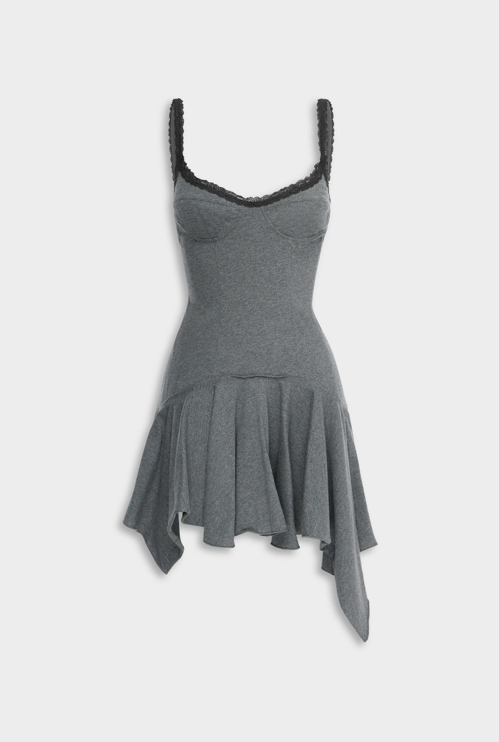 Jersey Handkerchief Mini Dress in Dark Grey Marl | Venroy VENROY Jersey Handkerchief Mini Dress in Dark Grey Marl | Venroy VENROY