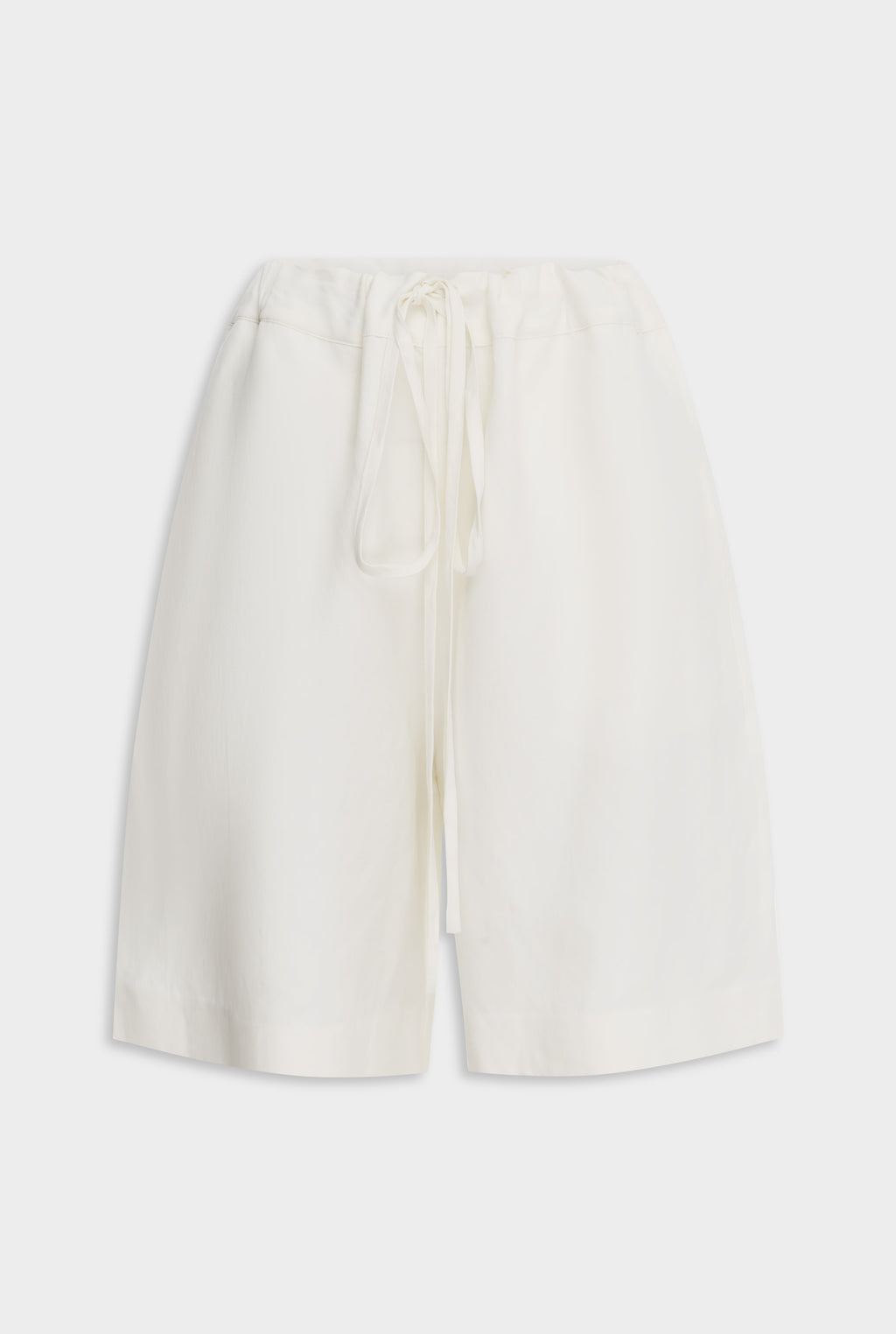 Drawstring Color Cream Silk Linen Drawstring Short in Cream | Venroy – VENROY