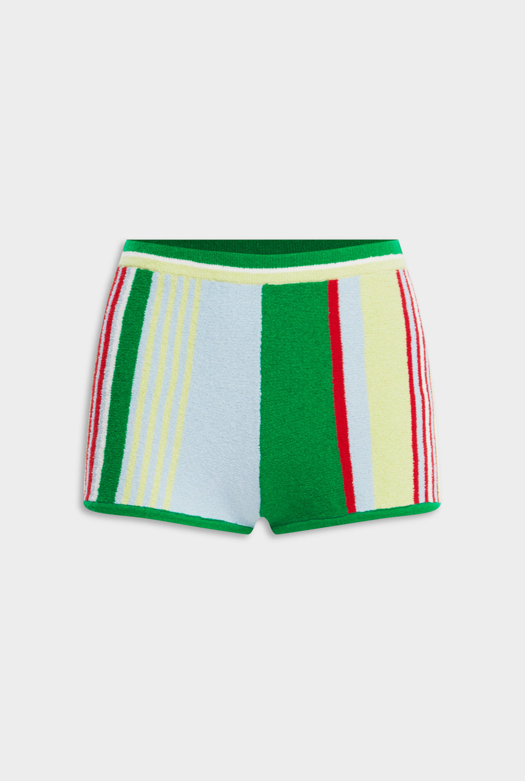 Striped Terry Knit Short - Bright Green/Blue Stripe