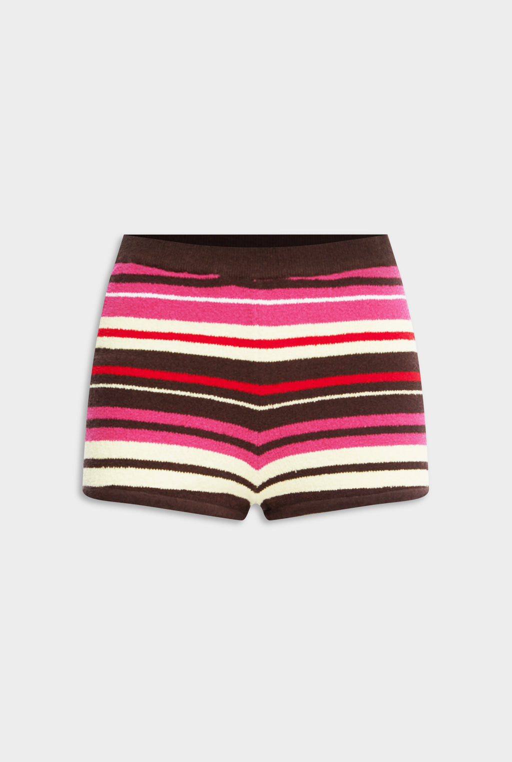 Striped Terry Knit Short - Dark Chocolate/Fuchsia Stripe