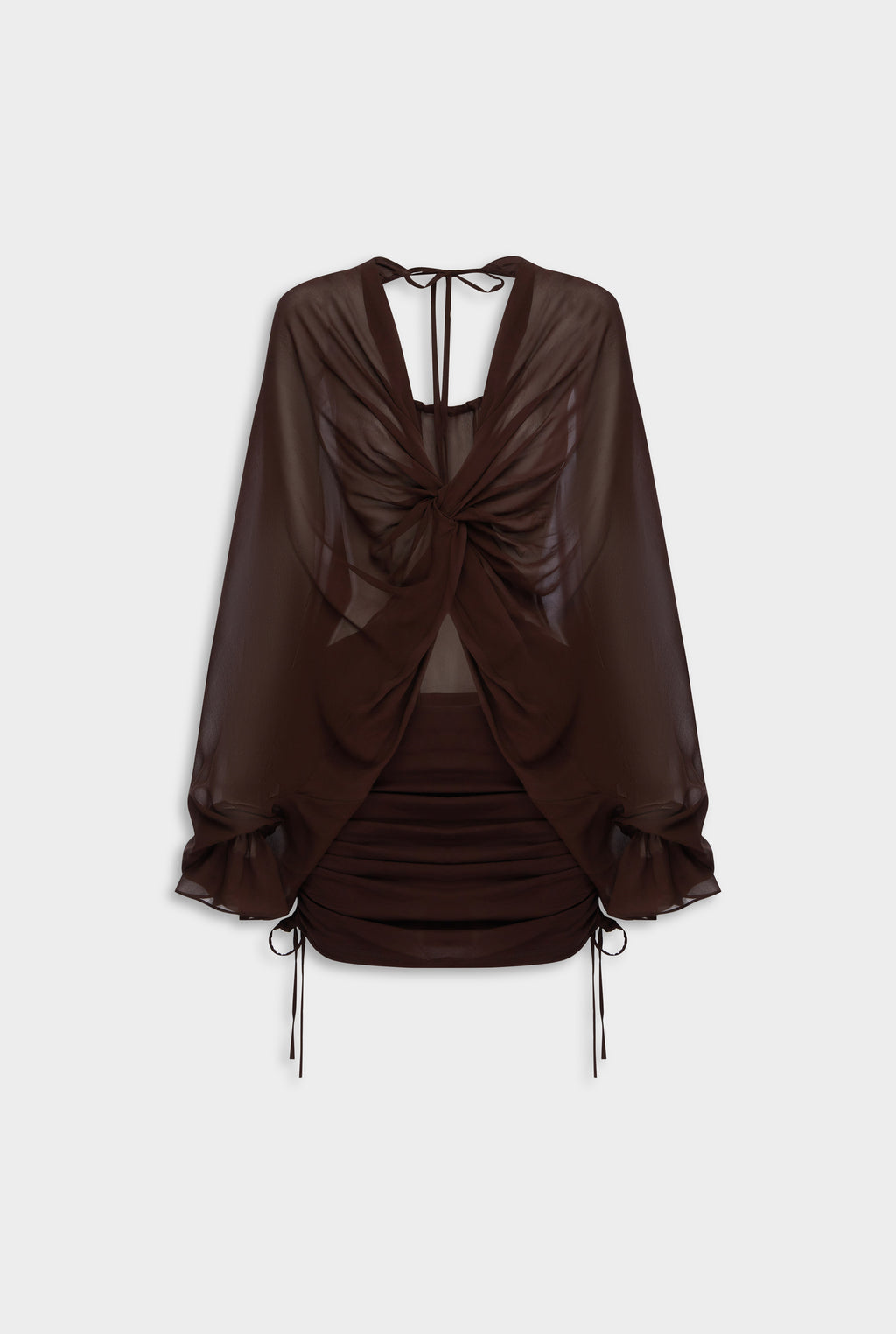 Twisted Bodice Silk Mini Dress - Dark Chocolate