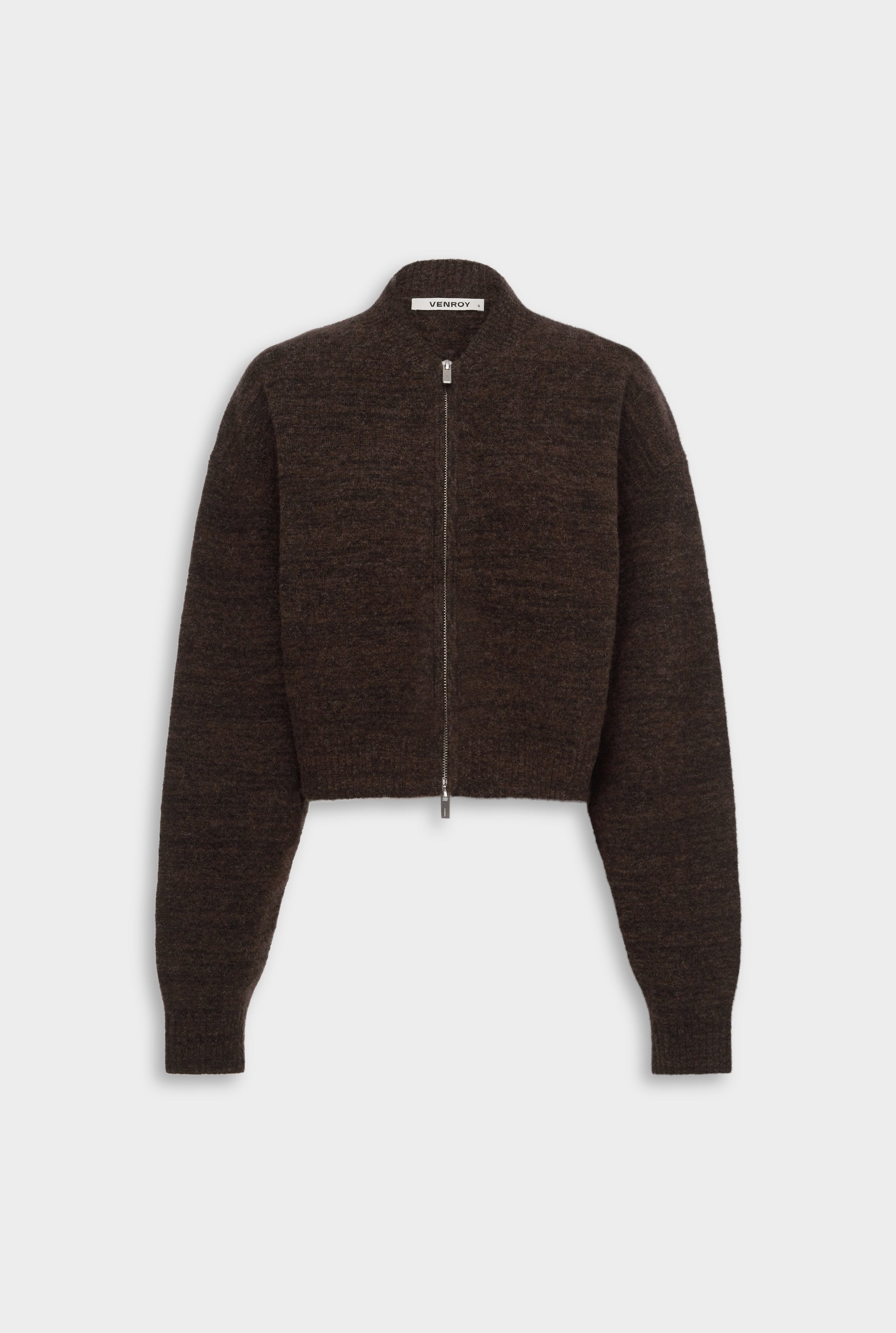 Boucle Knit Bomber - Chocolate