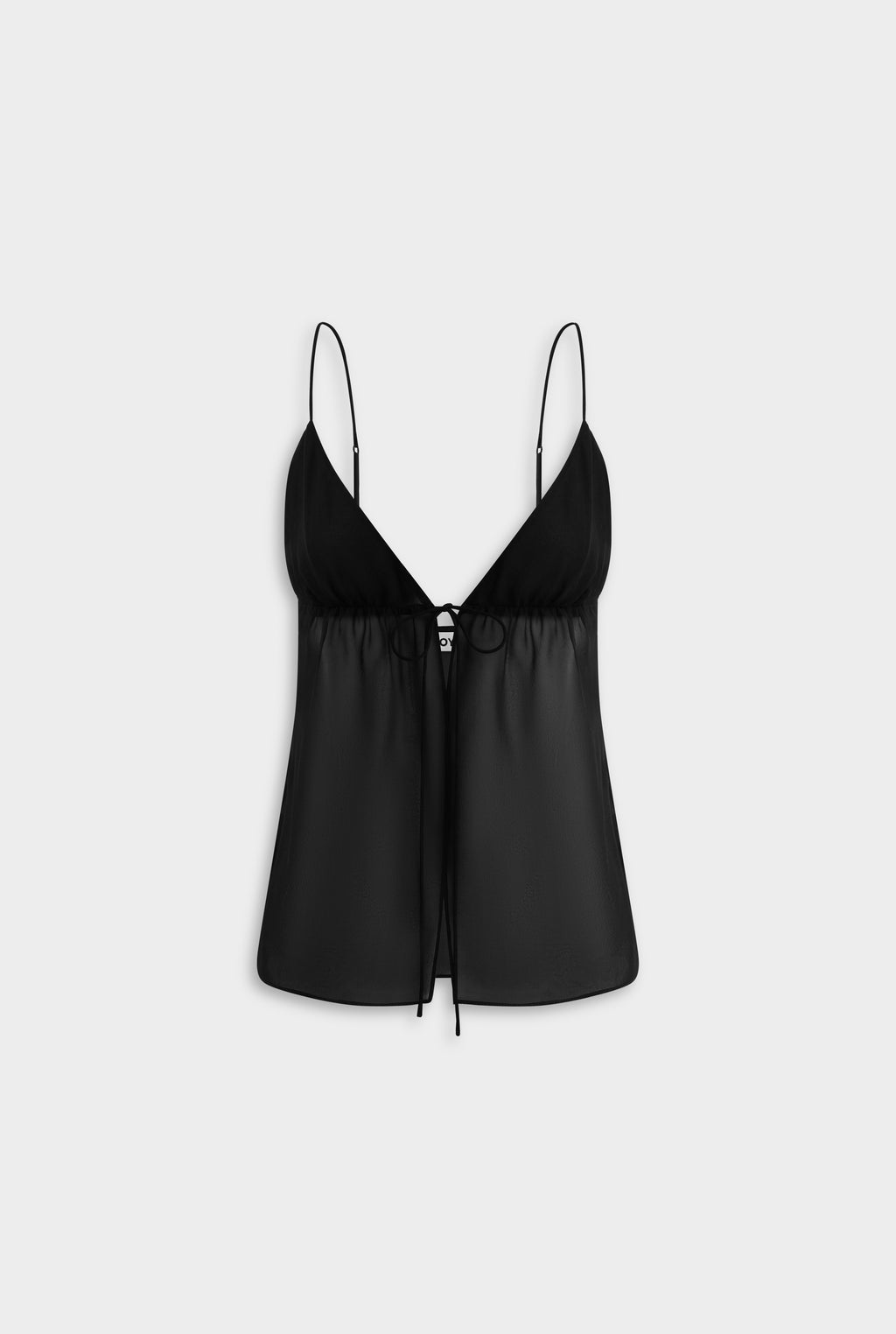 Tie Front Silk Georgette Cami - Black