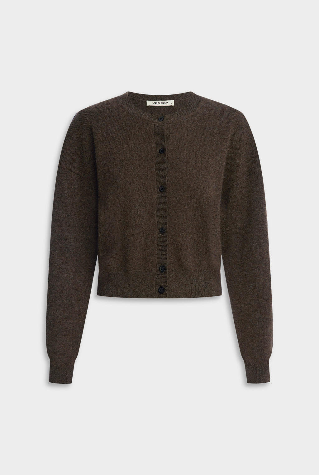 Dropshoulder Cashmere Cardigan - Chocolate Marl