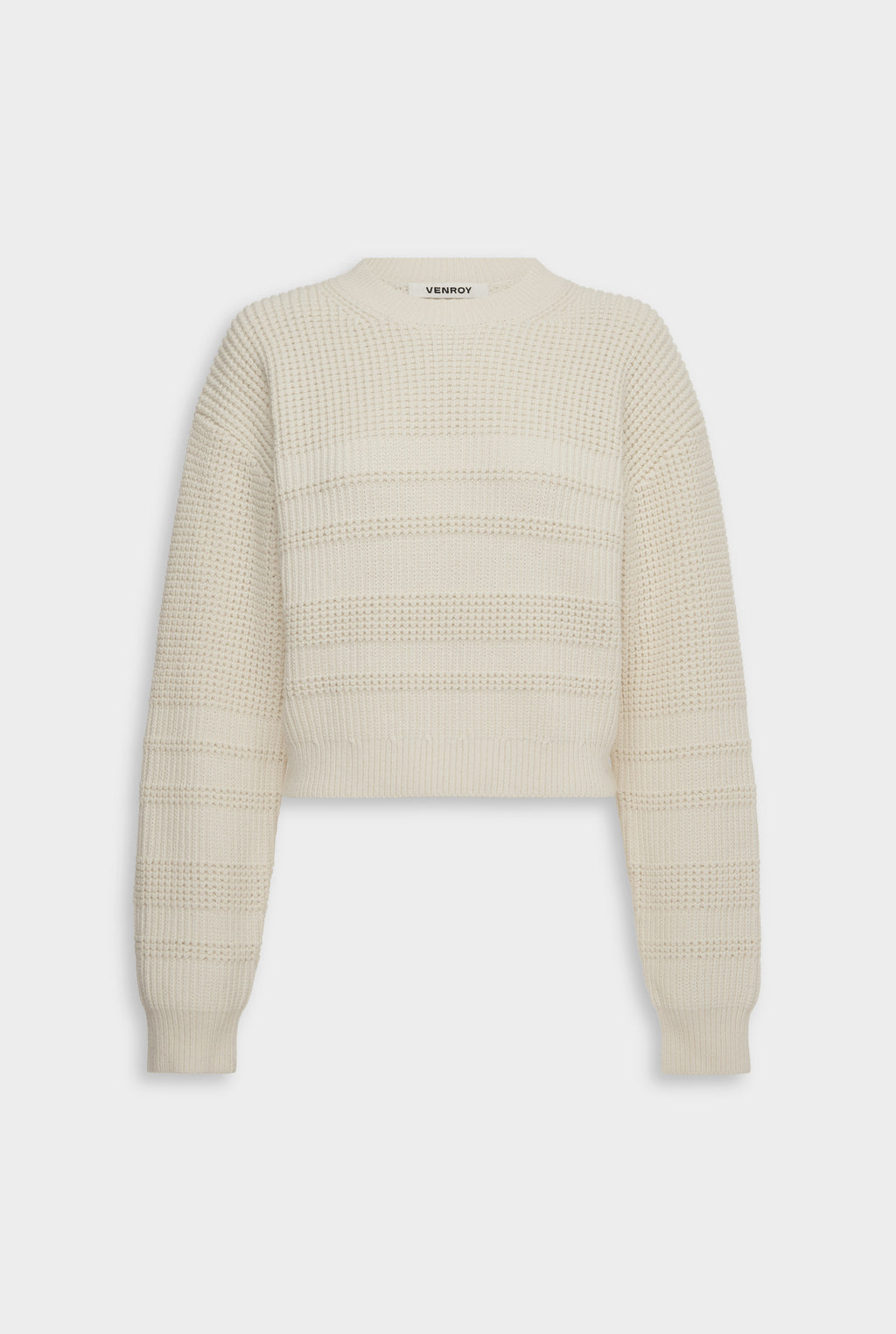 Cotton Cashmere Textured Crewneck Sweater - Off White