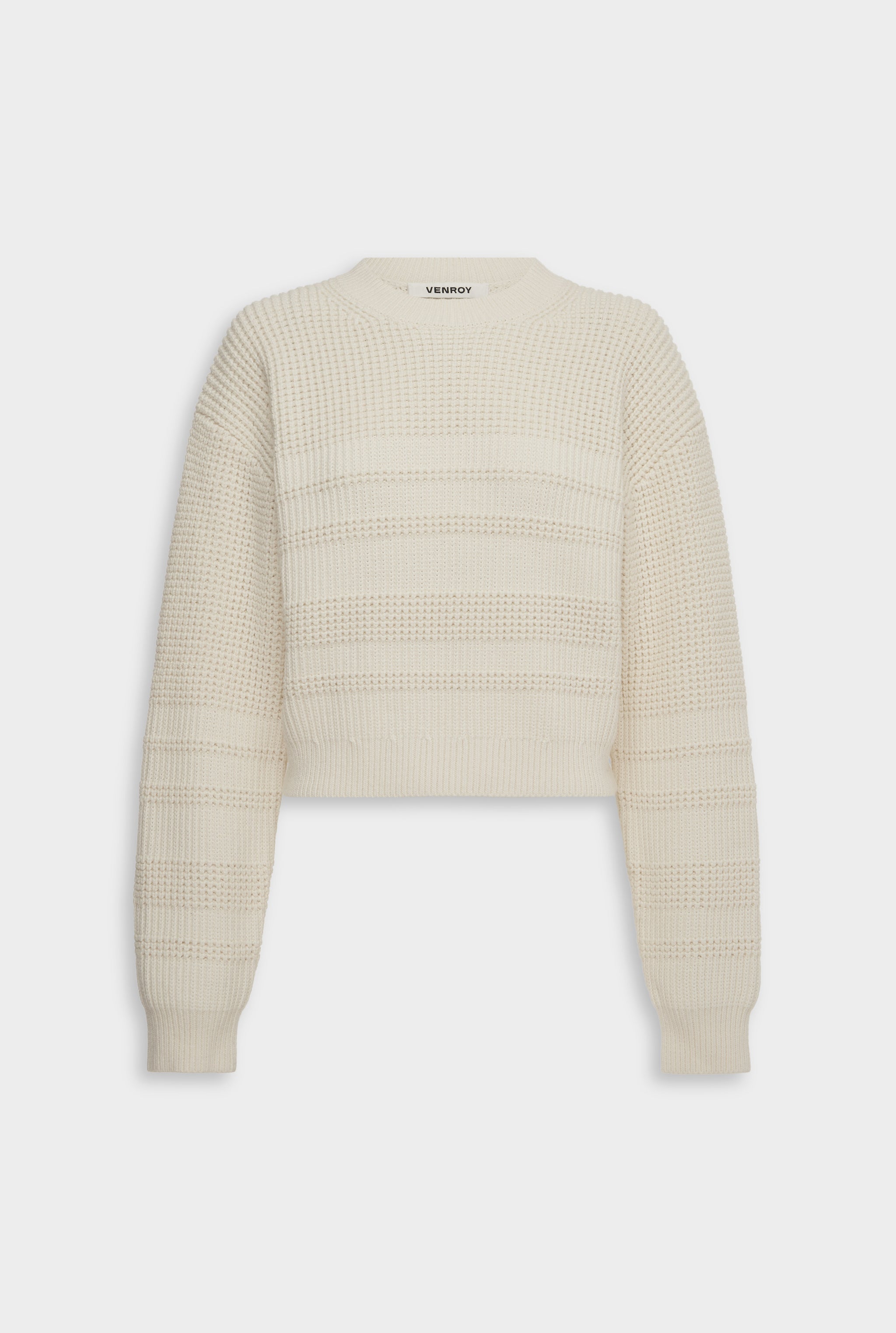 Cotton Cashmere Textured Crewneck Sweater - Off White