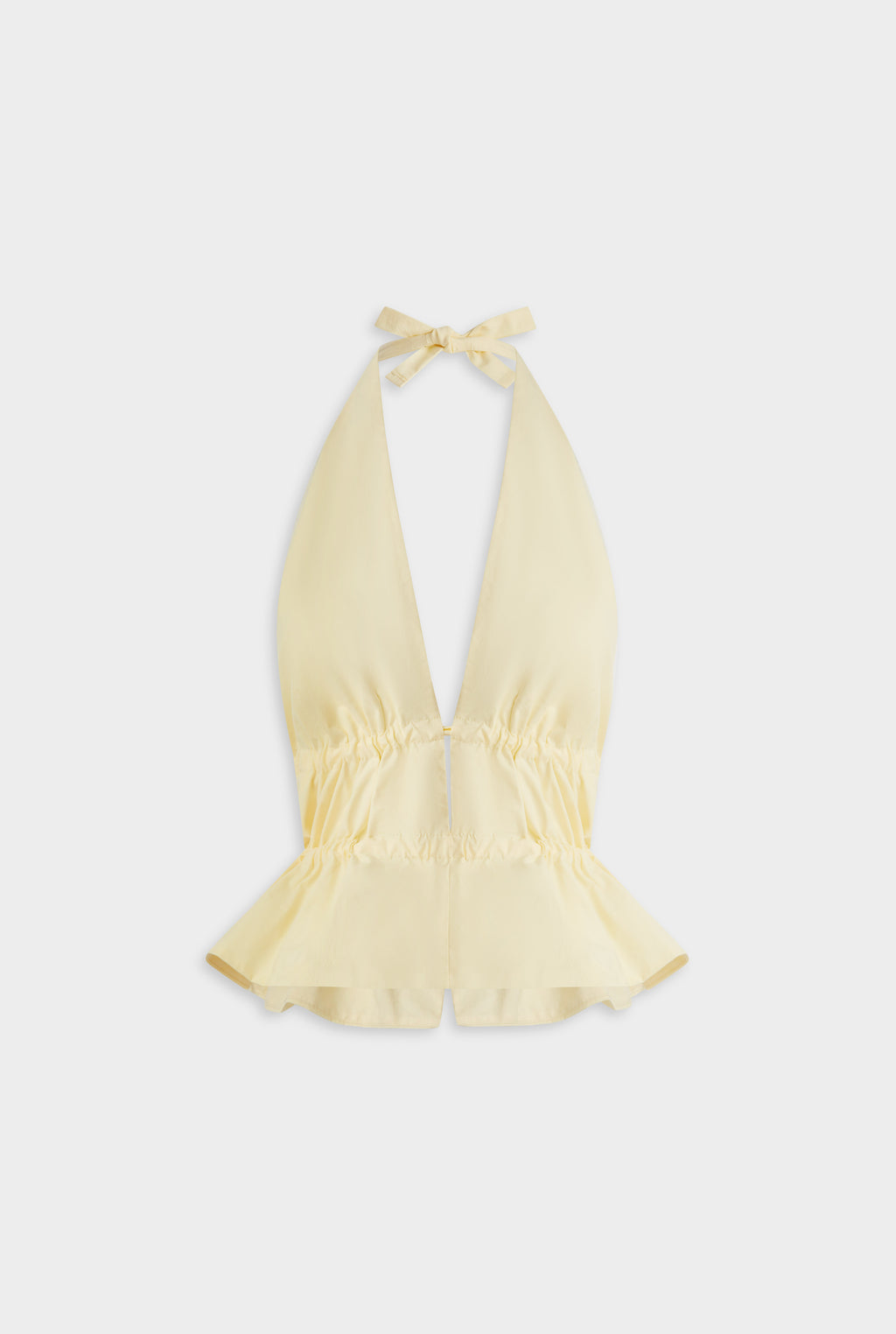 Cotton Poplin Halter Top - Pale Yellow