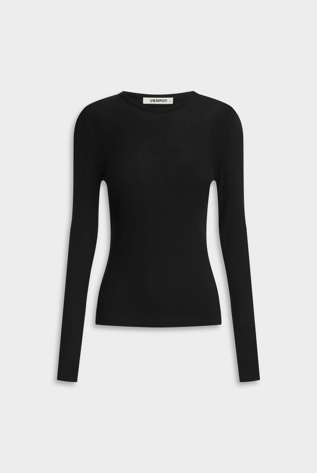 Cotton Rib Long Sleeve Tee - Black