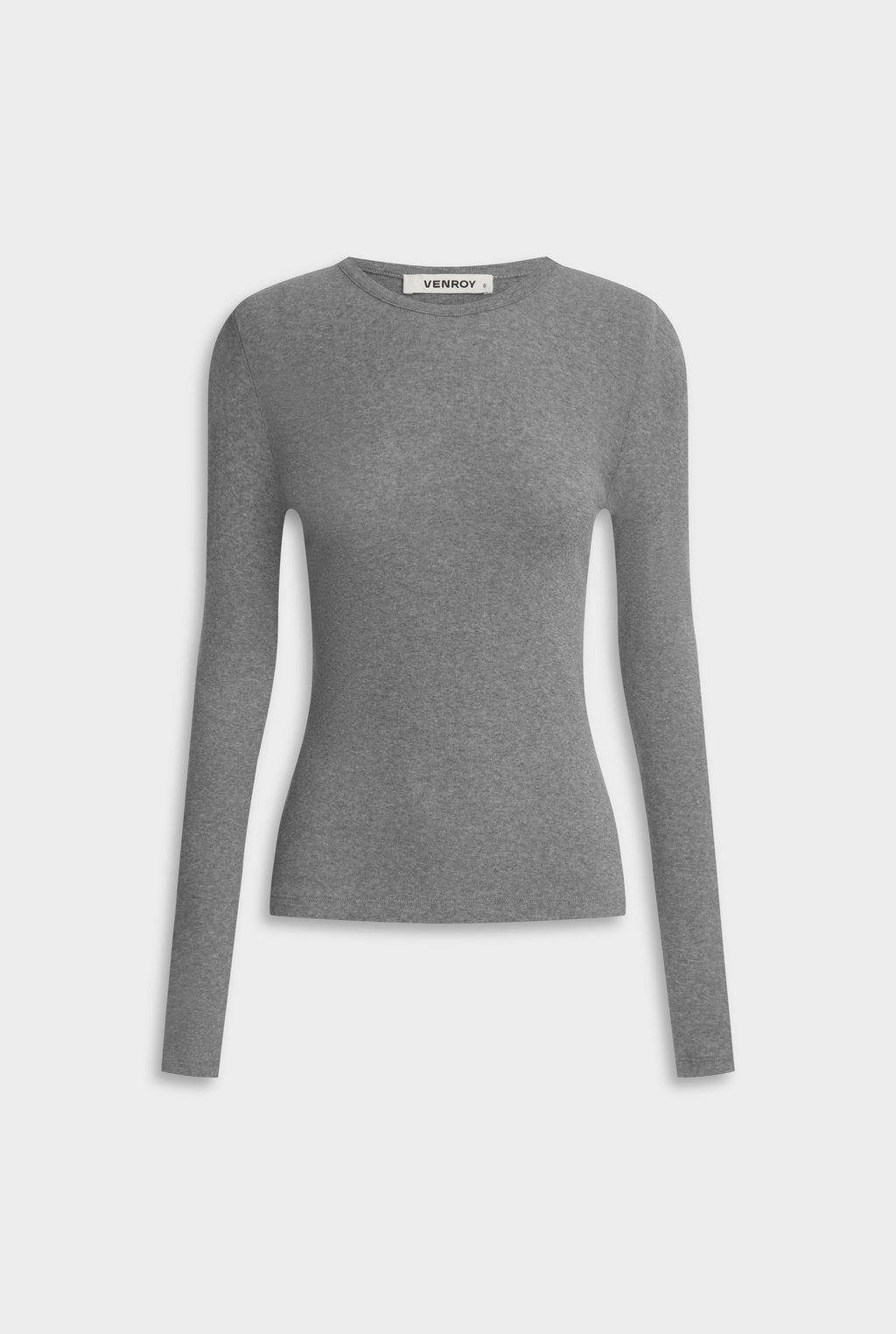 Cotton Rib Long Sleeve Tee - Grey Marl
