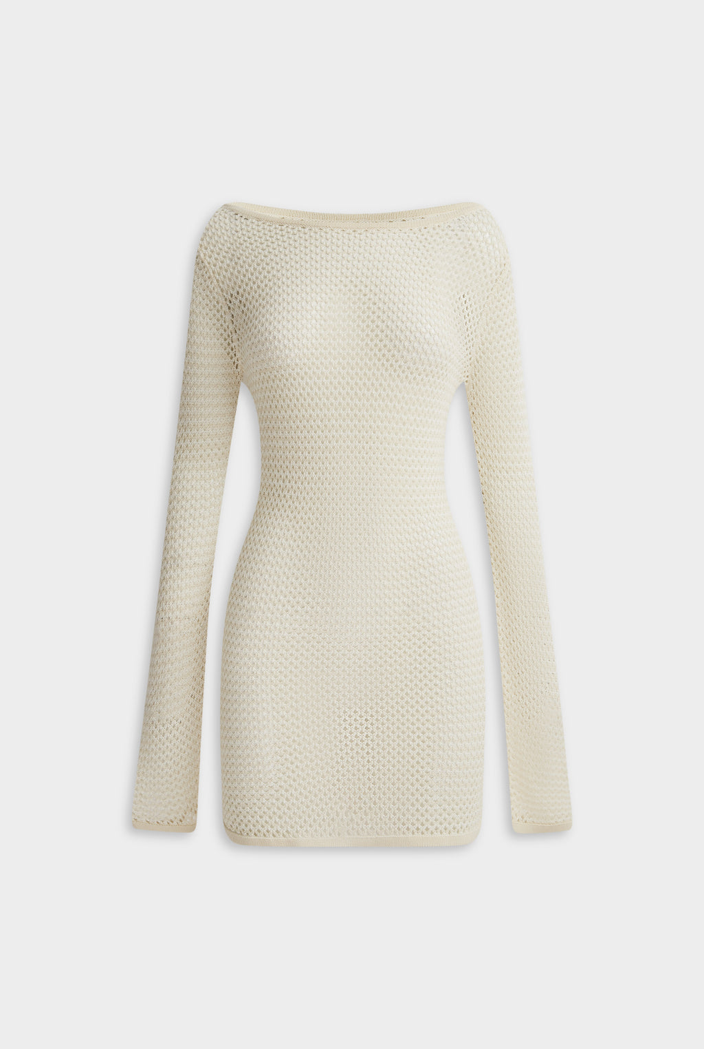 Crochet Cotton Nylon Mini Dress in Off White/Natural | Venroy VENROY Crochet Cotton Nylon Mini Dress in Off White/Natural | Venroy VENROY