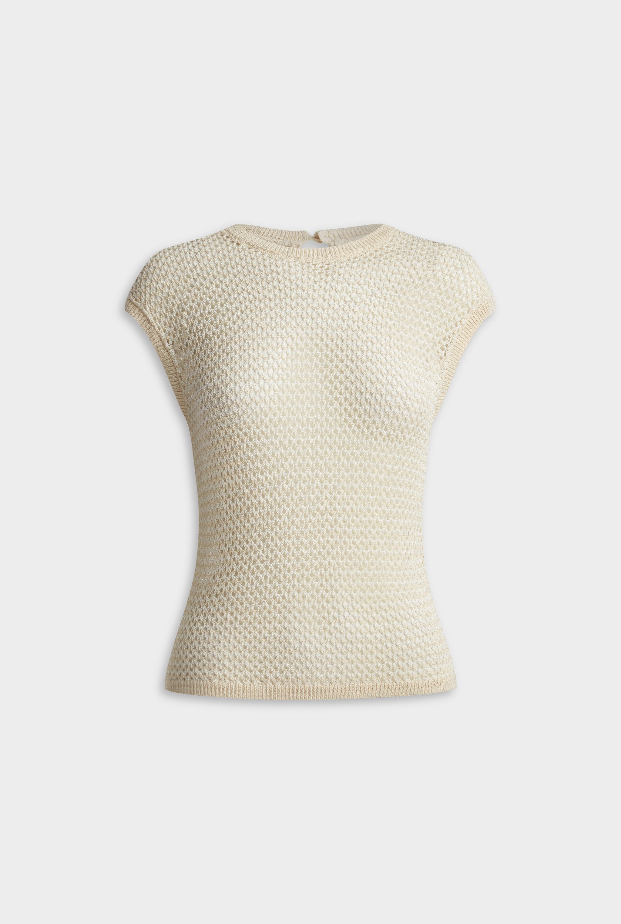 Crochet Cotton Nylon Tee - Off White/Natural