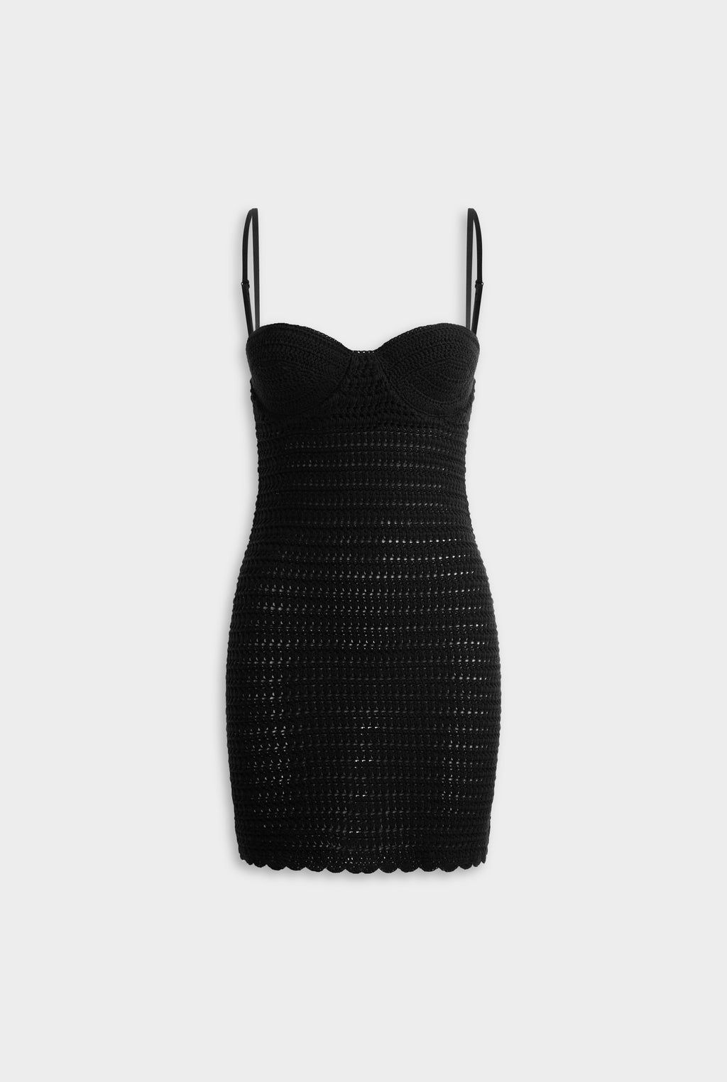 Crochet Strapless Mini Dress in Black