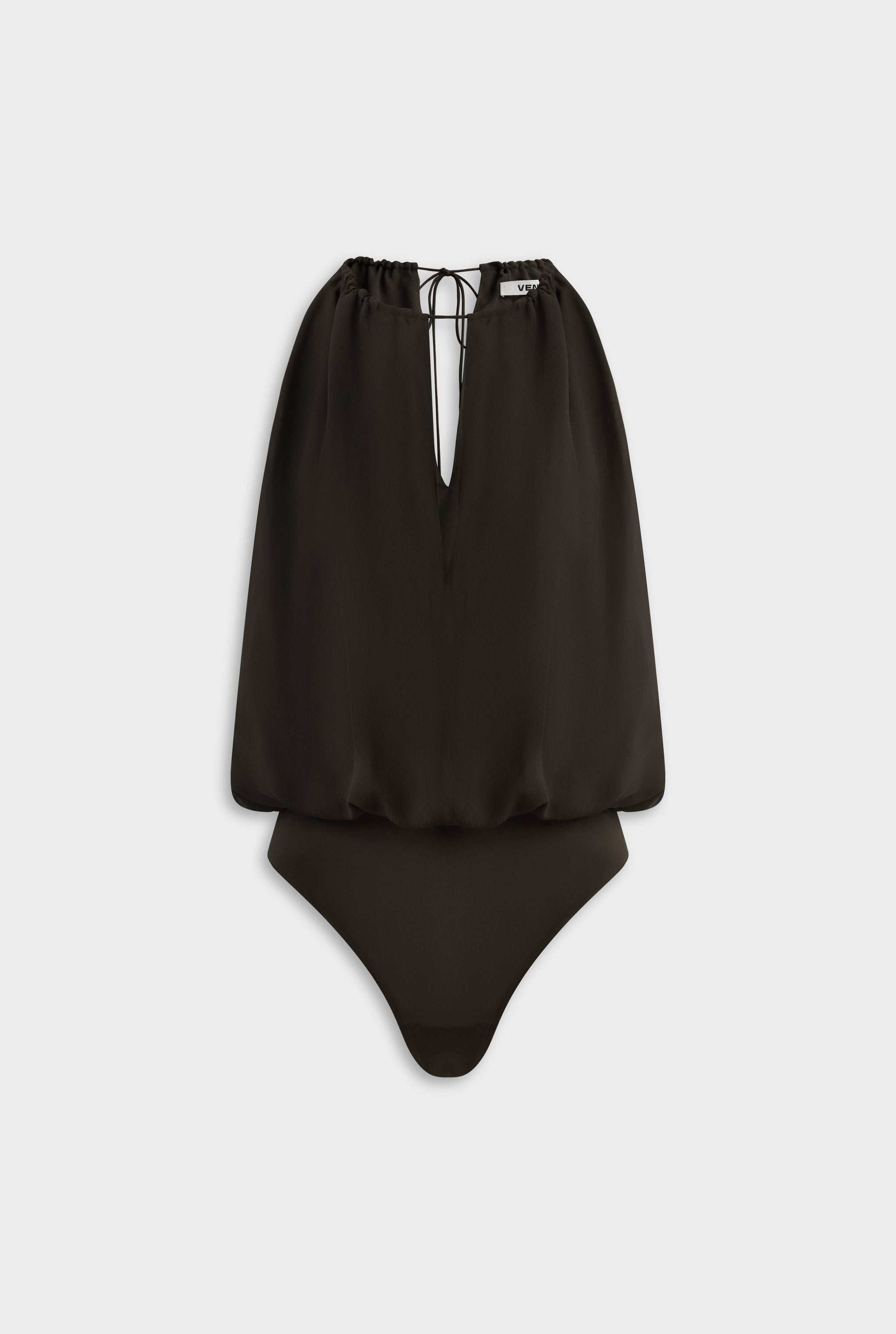 Gathered Silk Bodysuit - Dark Chocolate