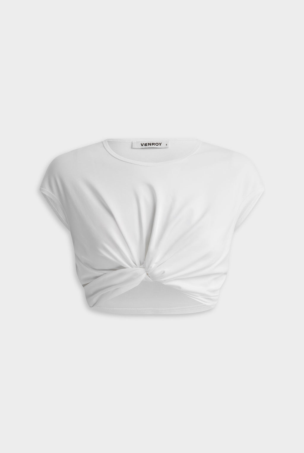 Jersey Knotted Cropped Tee - White
