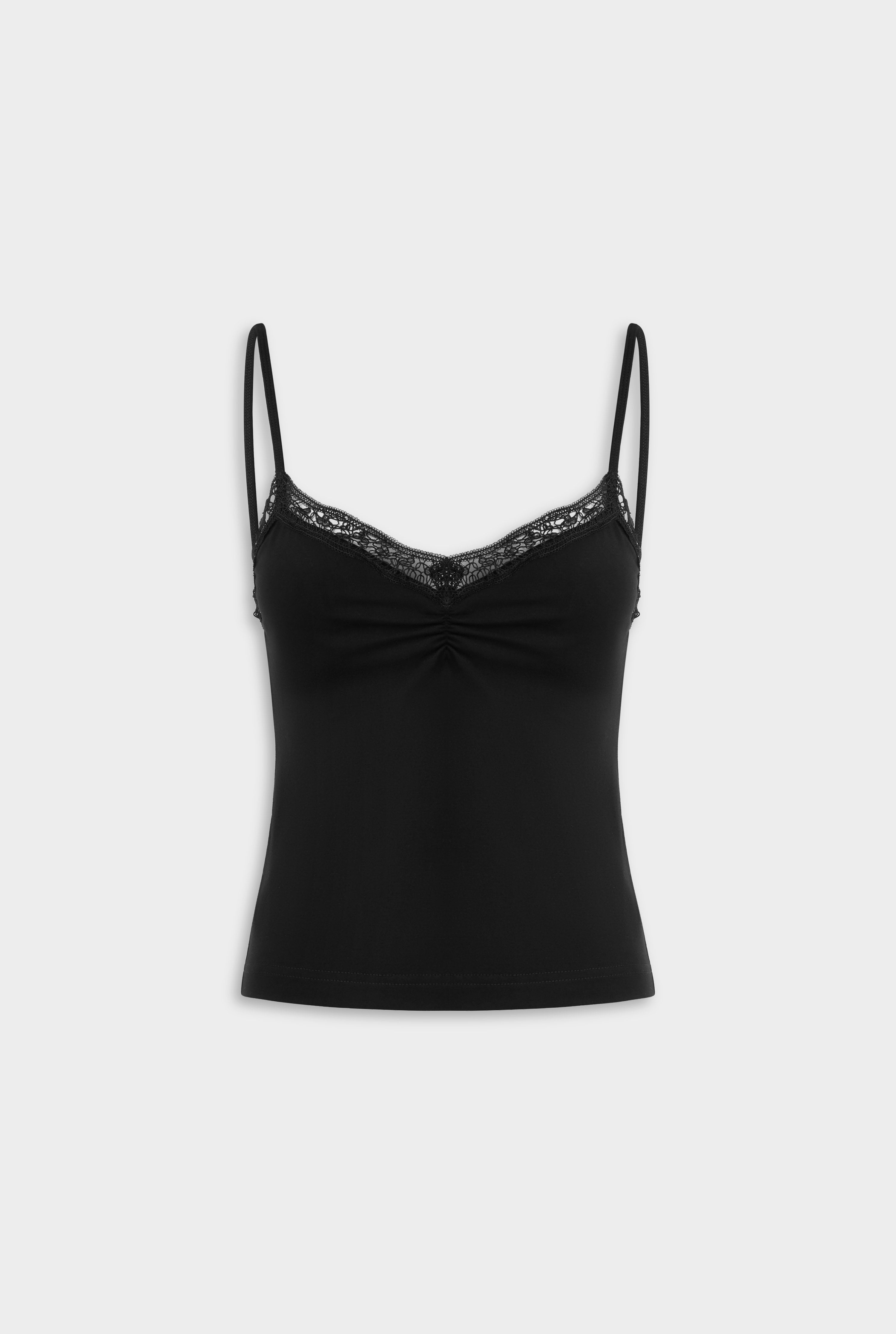Jersey Lace Trim Tank in Black | Venroy – VENROY