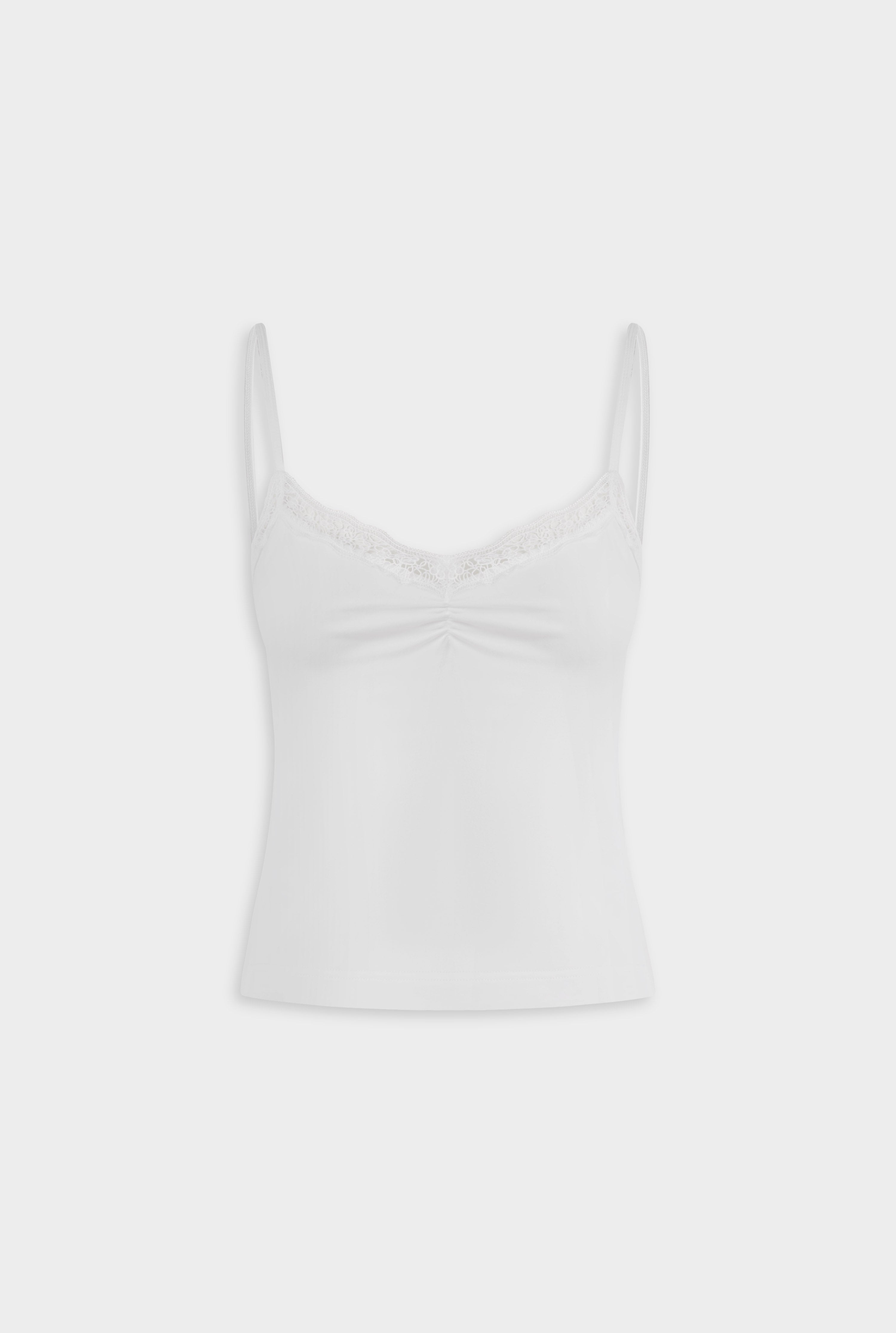 Jersey Lace Trim Tank in White | Venroy – VENROY