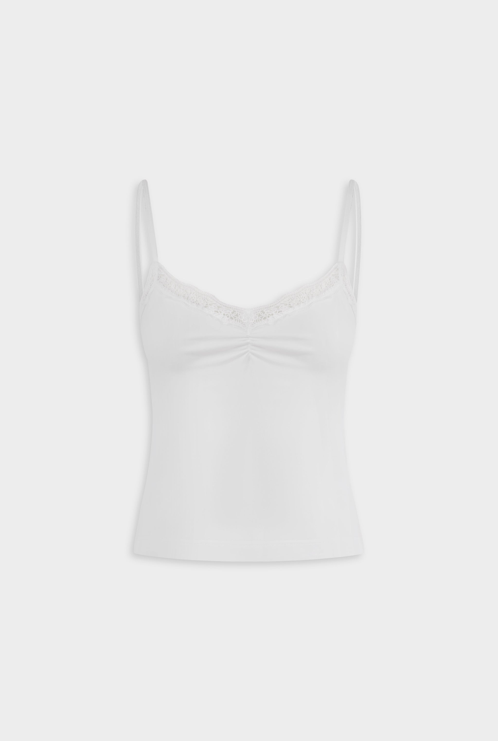 Jersey Lace Trim Tank - White