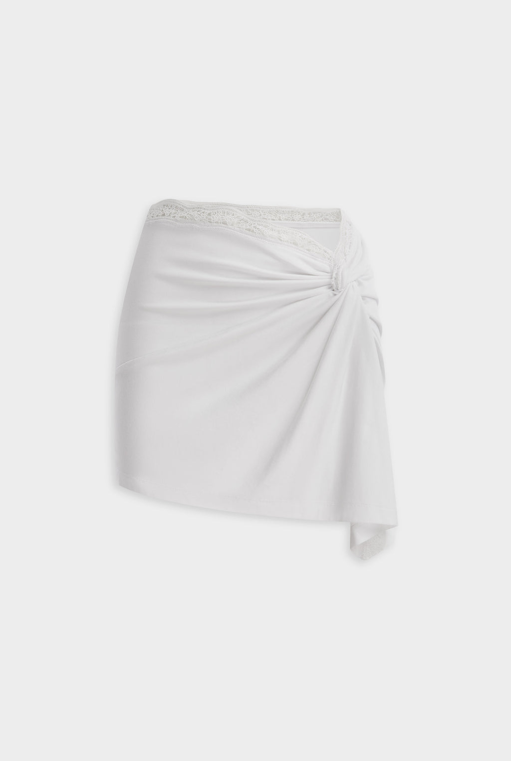 Jersey Lace Twist Mini Skirt - White