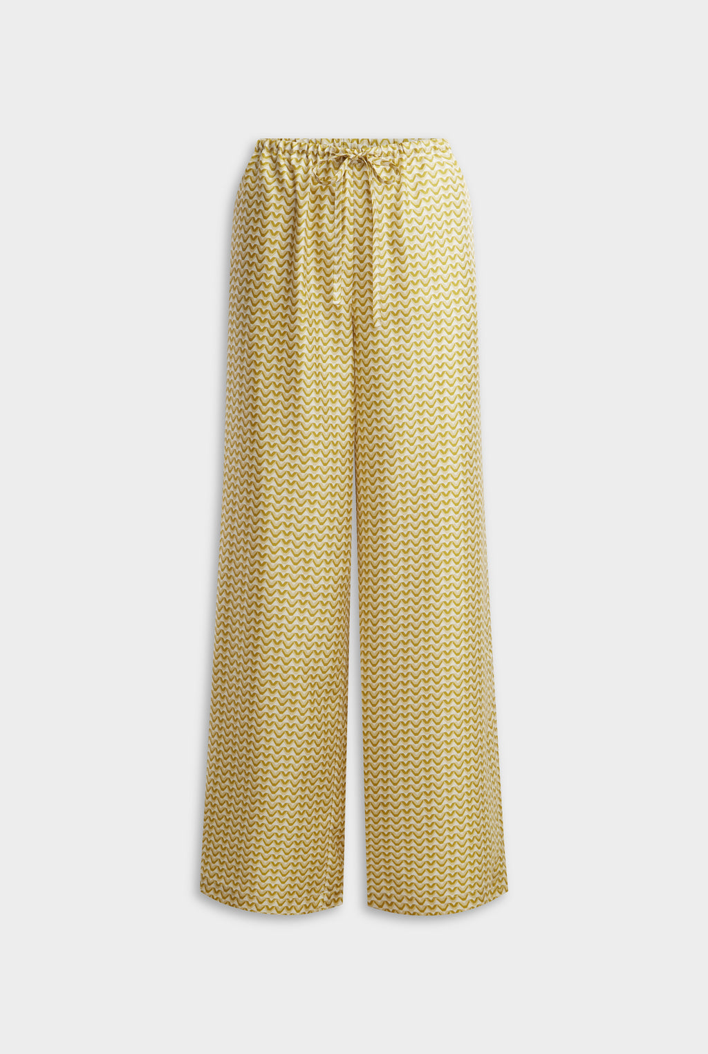 Relaxed Silk Drawstring Pant - Pale Yellow/Amber V Monogram