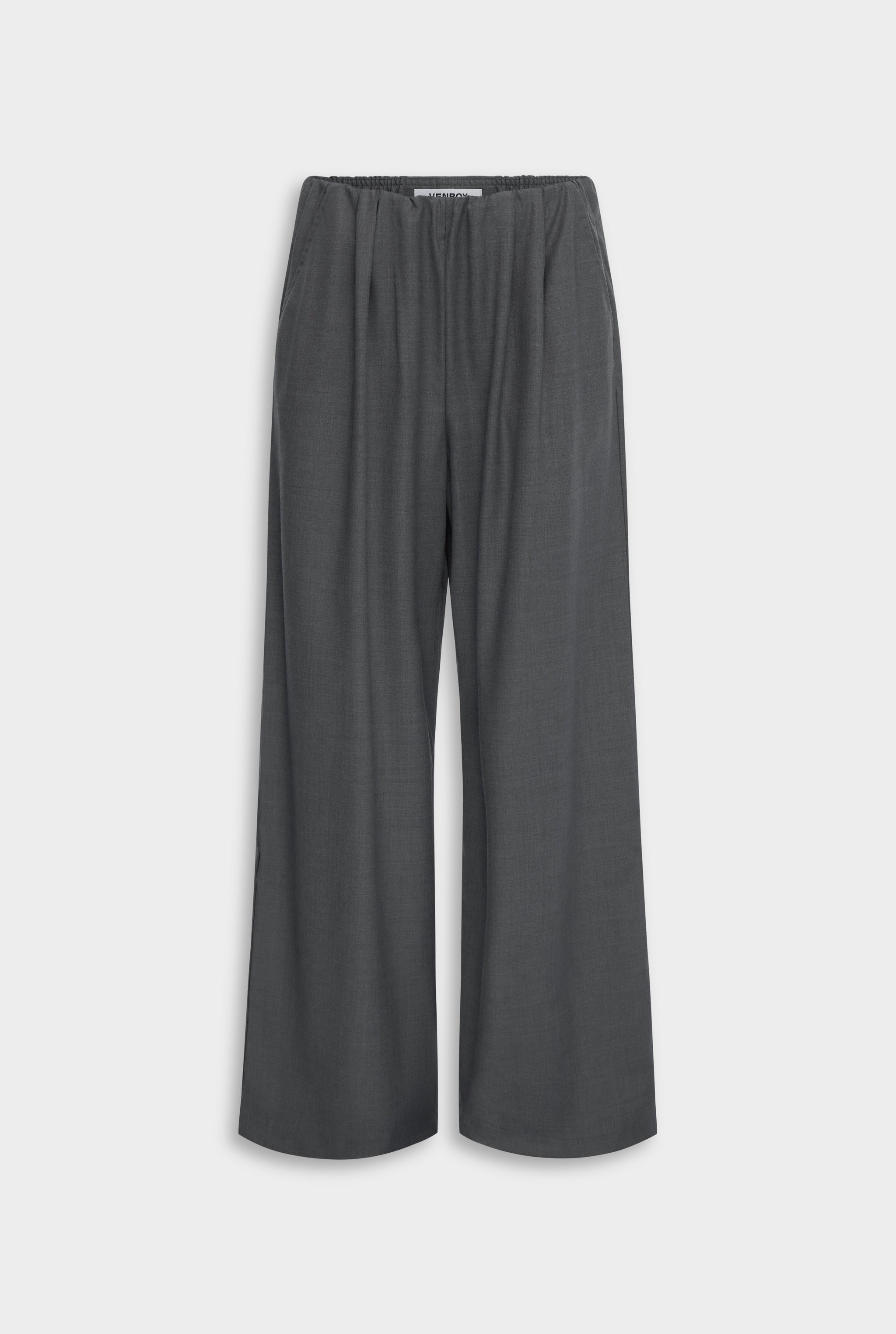 Relaxed Wool Wide Leg Trouser - Dark Grey Marl