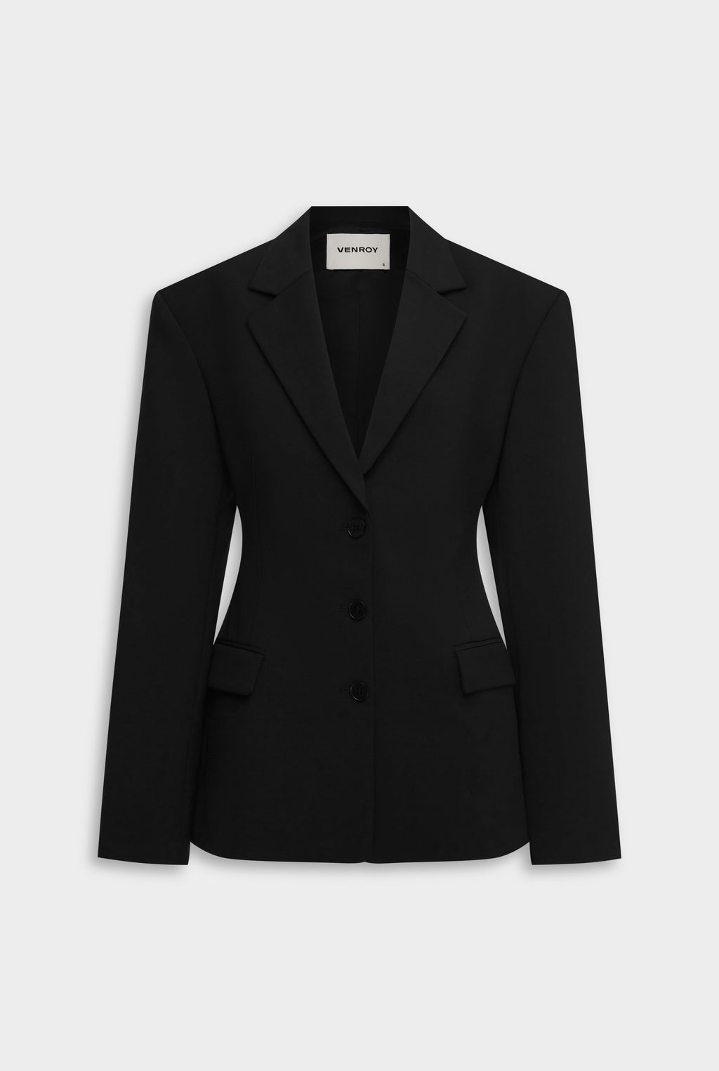 Scuba Wool Sculpted Blazer - Black