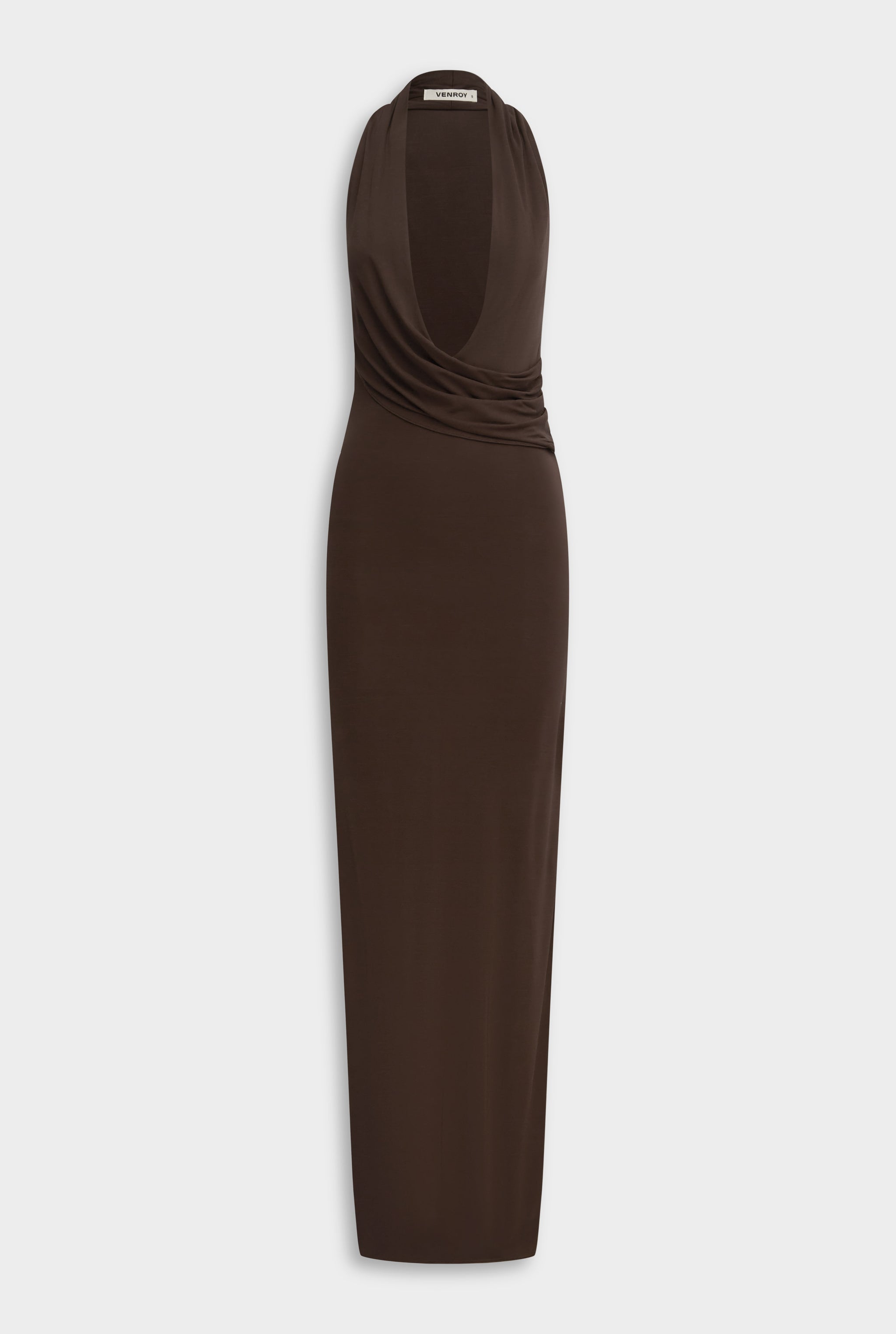 Side Cowl Maxi Dress - Chocolate