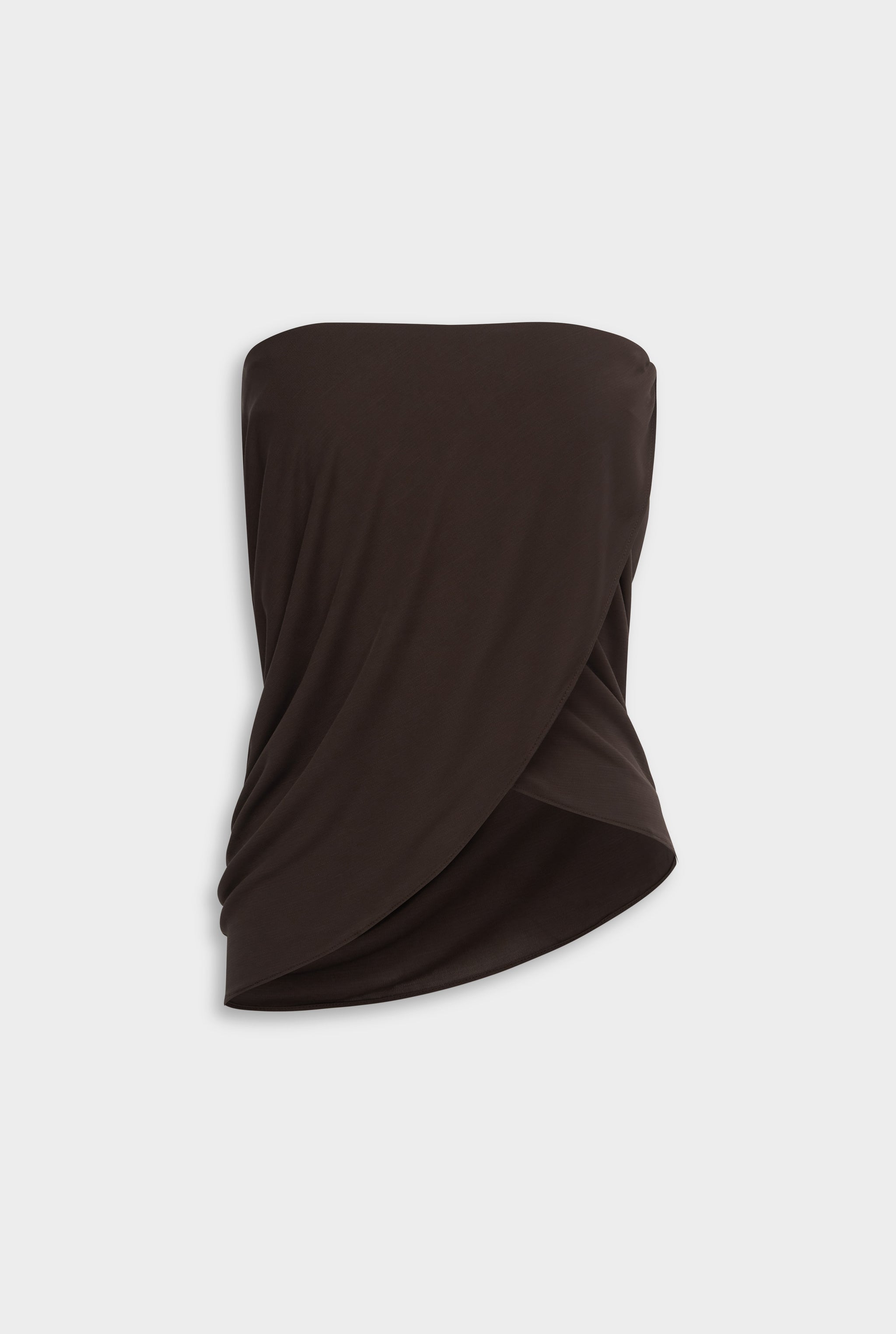 Side Cowl Strapless Bustier - Chocolate