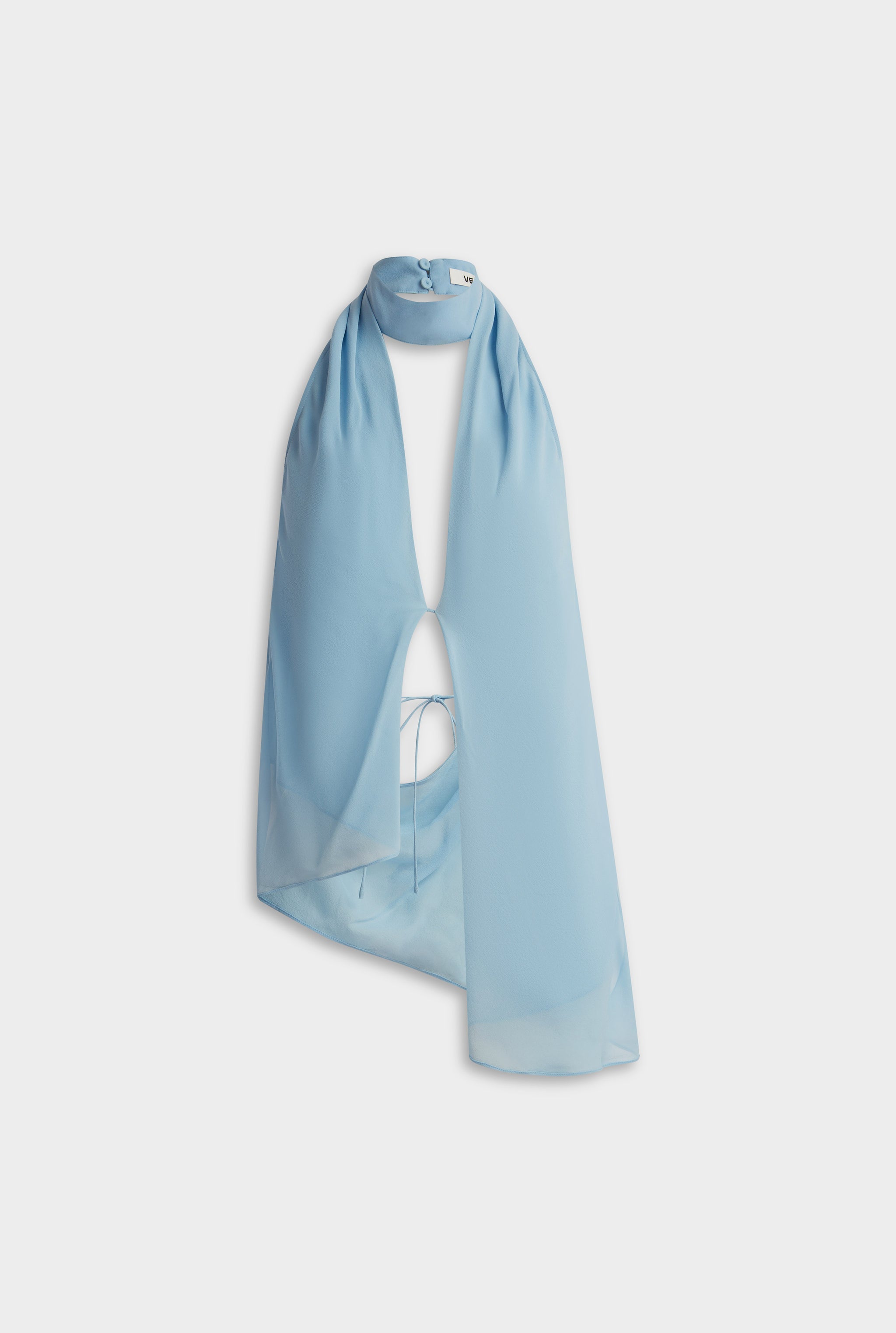 Silk Layered Halter Top - Powder Blue
