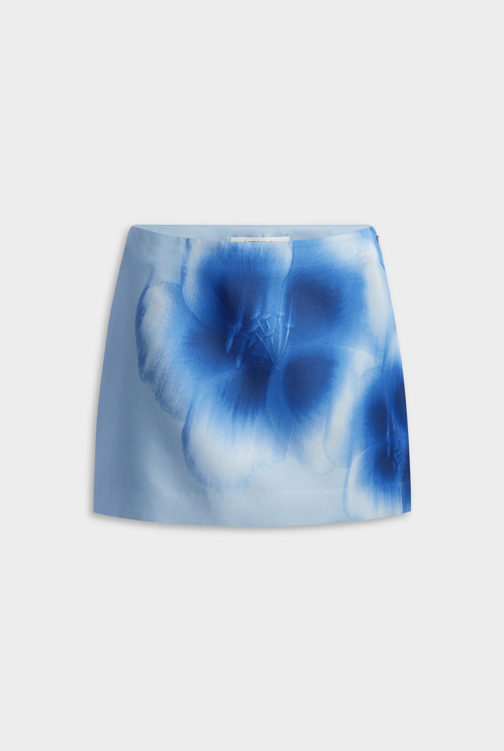 Silk Mini Skirt - Powder Blue Blurred Floral