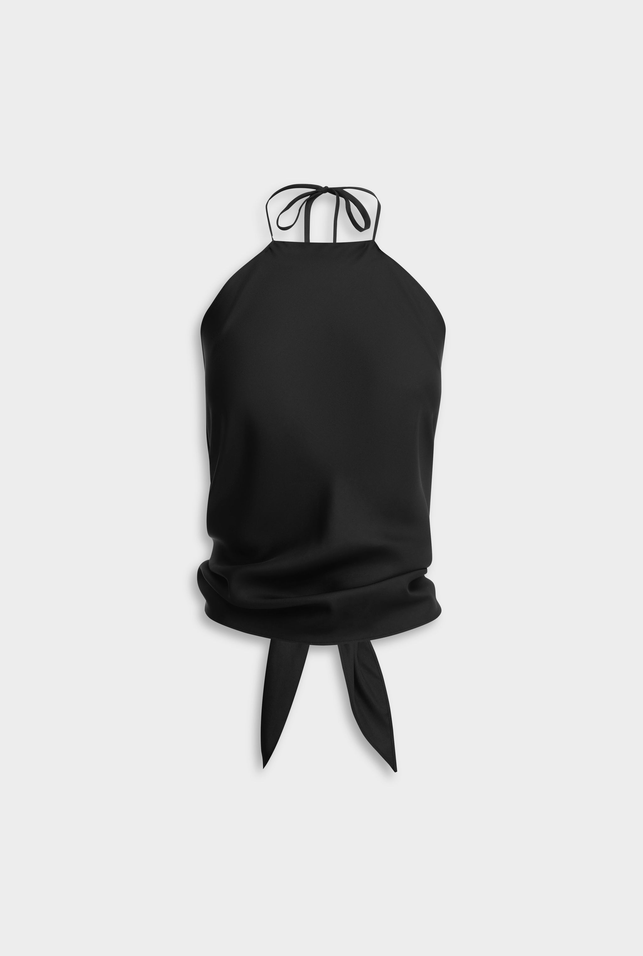 Silk Scarf Halter Top - Black