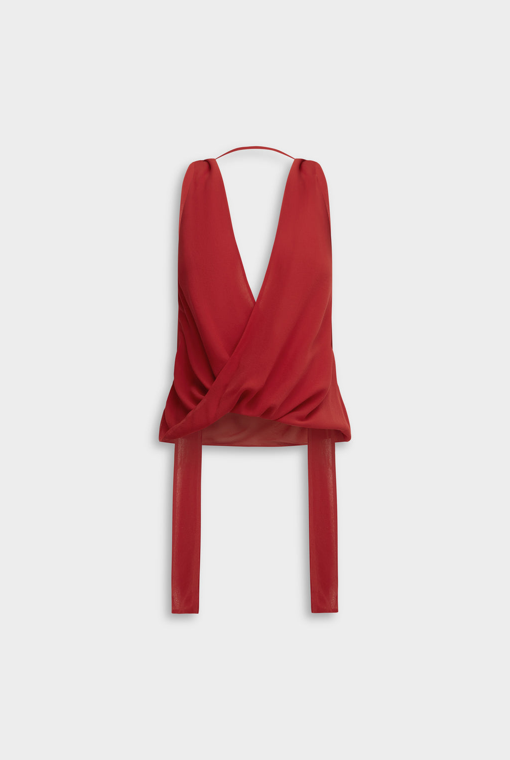 Silk Twist Plunge Top - Red