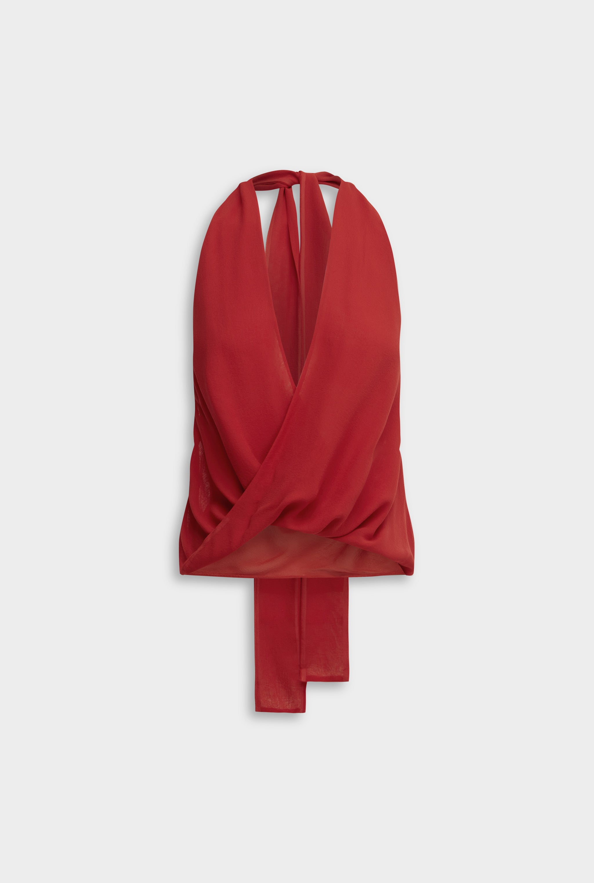 Silk Twist Plunge Top - Red