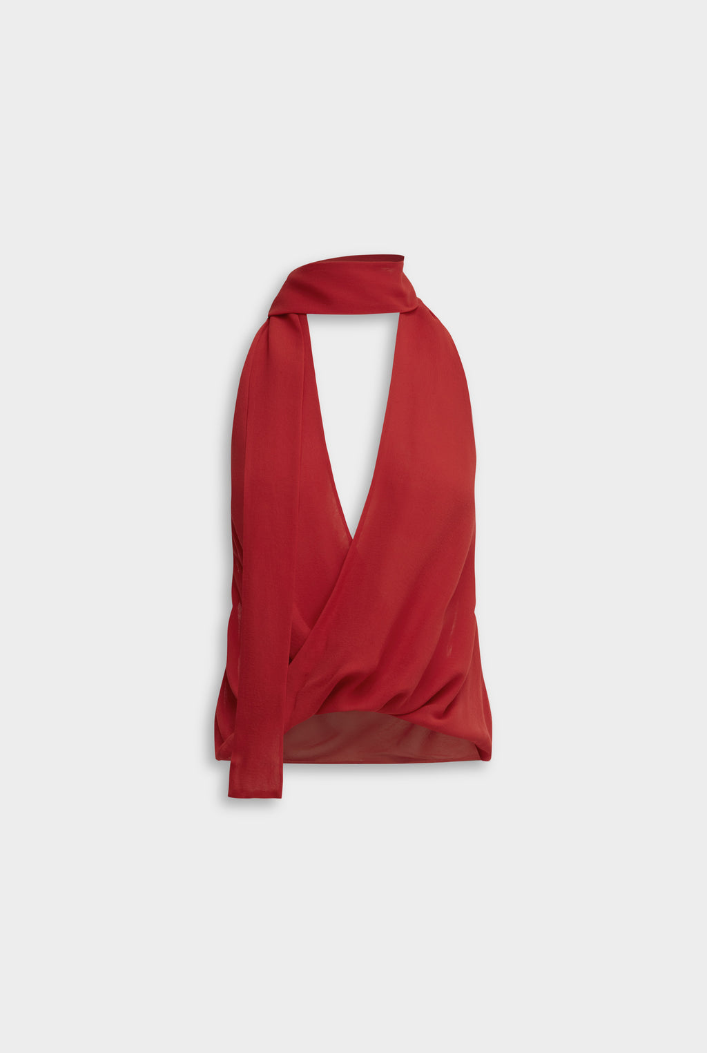 Silk Twist Plunge Top - Red