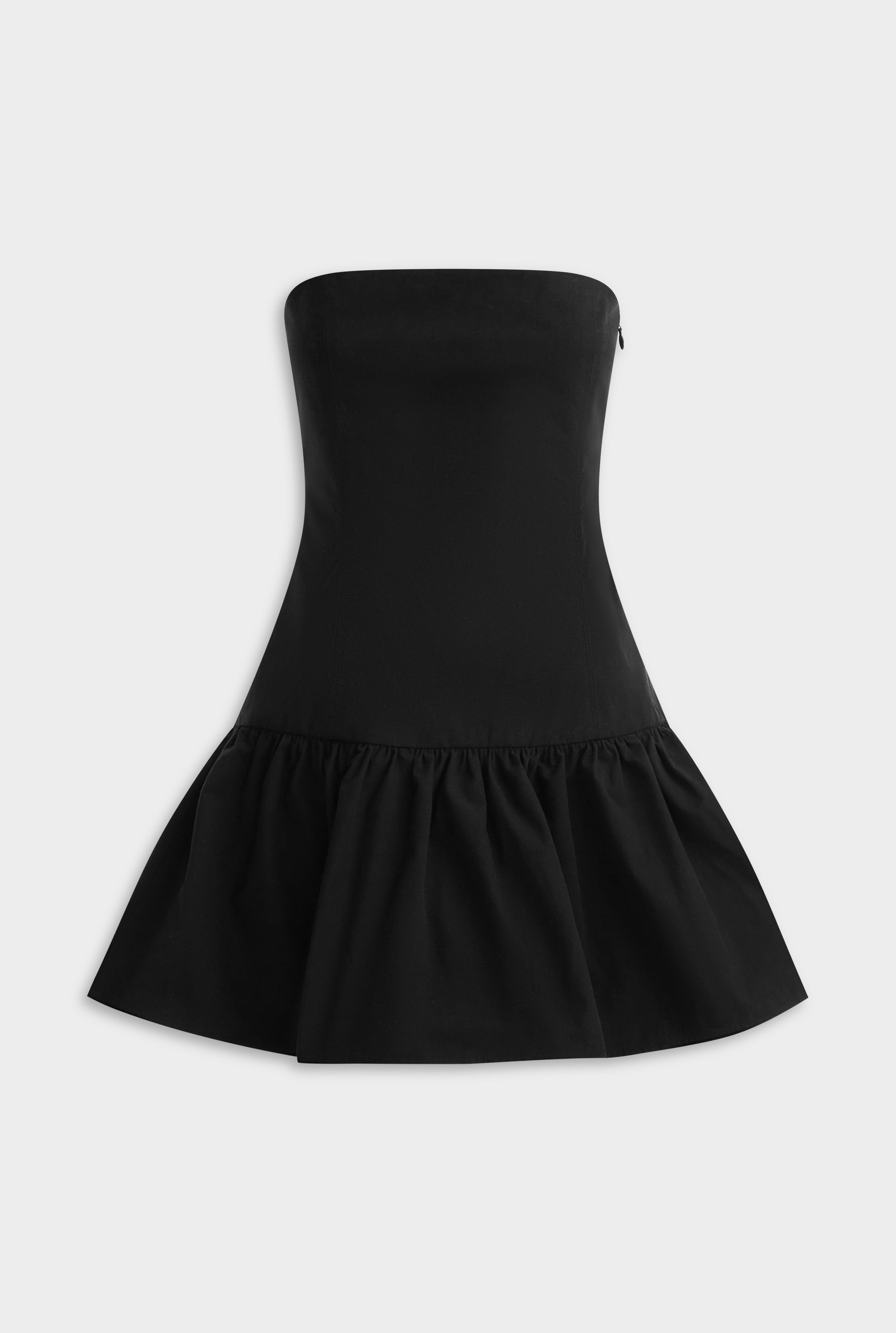 Strapless Cotton Mini Dress in Black