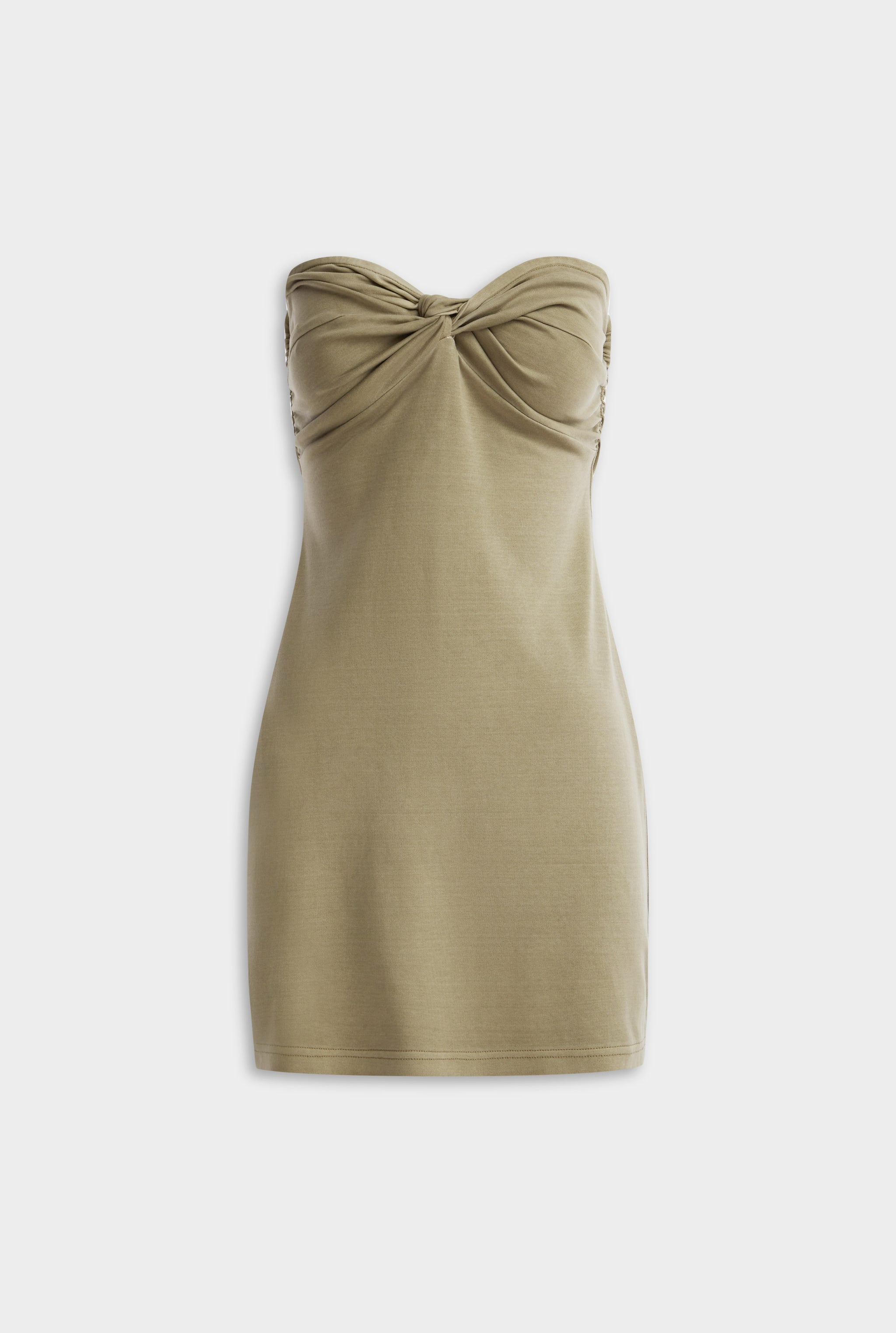 Strapless Knotted Mini Dress - Pigment Dyed Beige