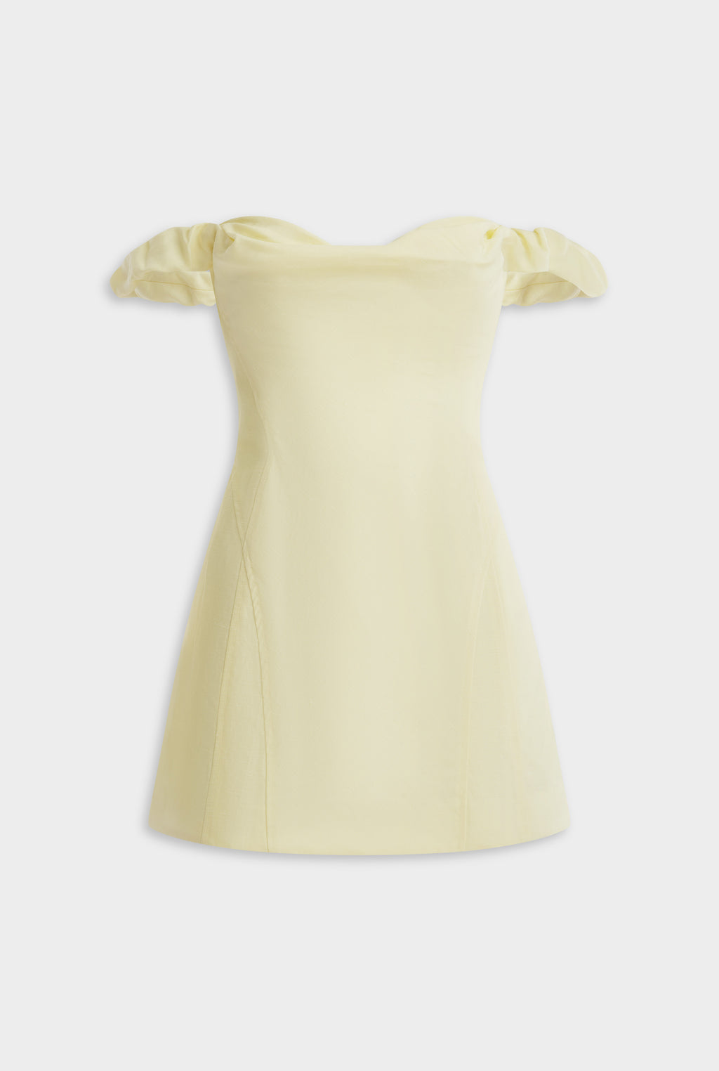 Wool Linen Corset Mini Dress - Pale Yellow