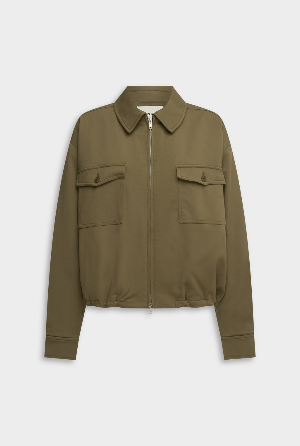 Wool Twill Zip Jacket - Olive
