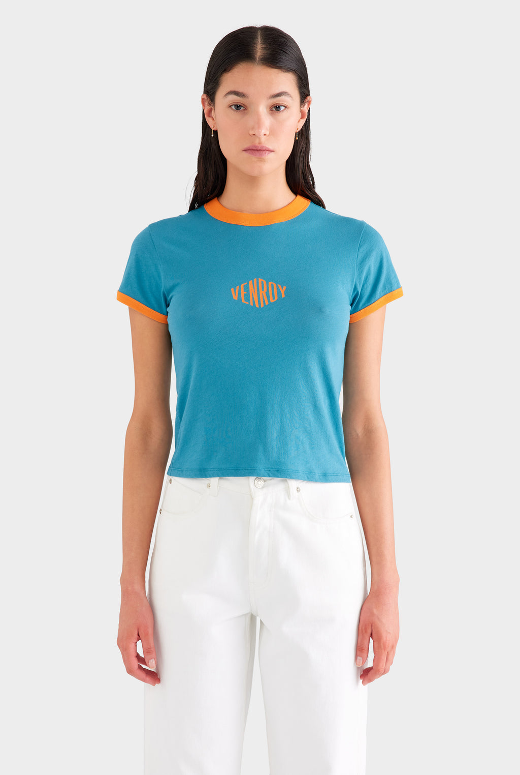 Venroy Lightweight Cotton Baby Tee - Ocean Blue/Orange