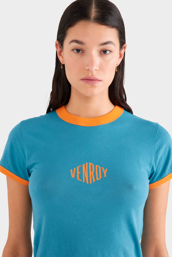 Venroy Lightweight Cotton Baby Tee - Ocean Blue/Orange