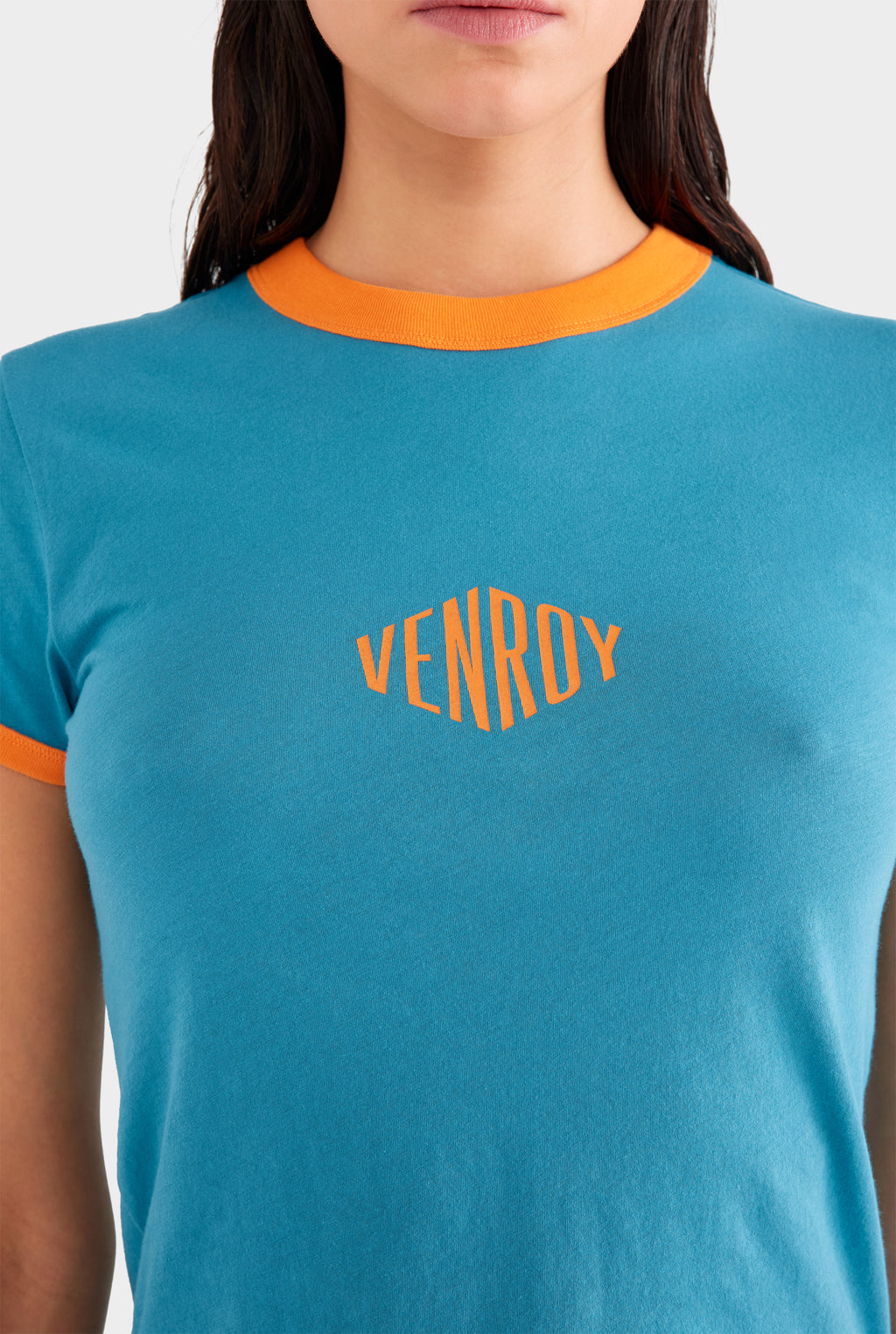 Venroy Lightweight Cotton Baby Tee - Ocean Blue/Orange