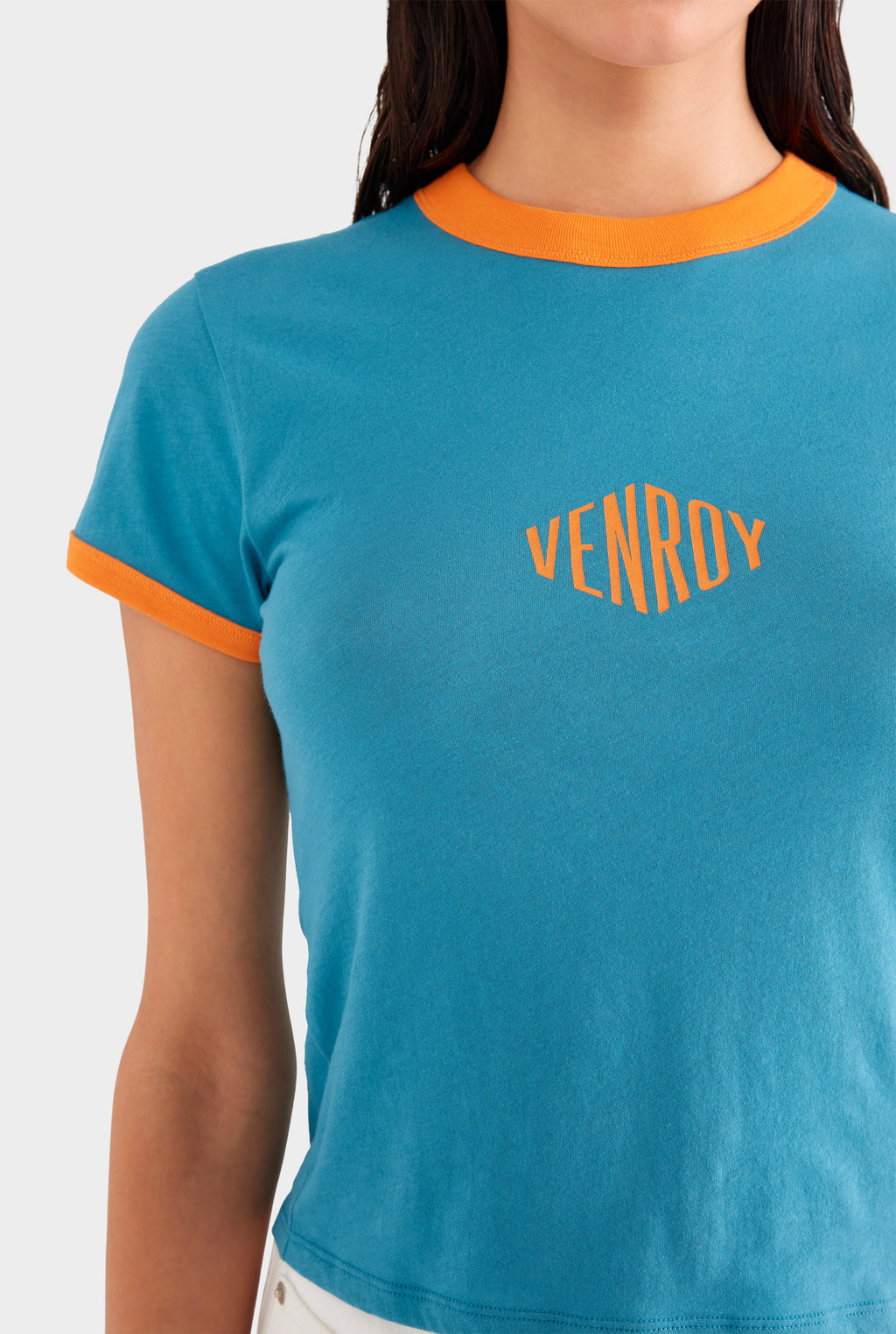 Venroy Lightweight Cotton Baby Tee - Ocean Blue/Orange