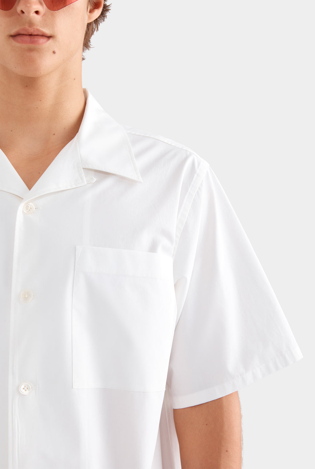 Relaxed Cotton Short Sleeve Shirt - White/Cactus Print
